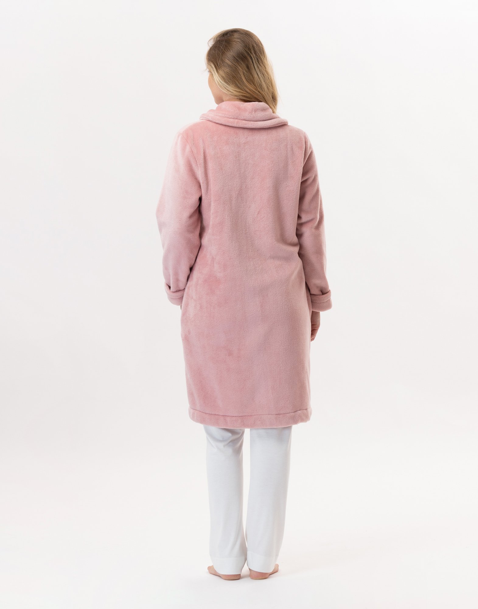 Zippered Plush Flannel Robe LE CHAT Pink