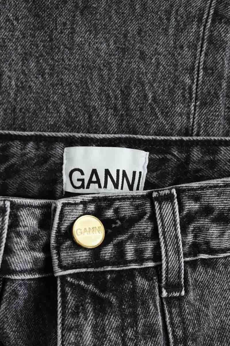 Wide leg cotton jeans GANNI - Seconde Main Black