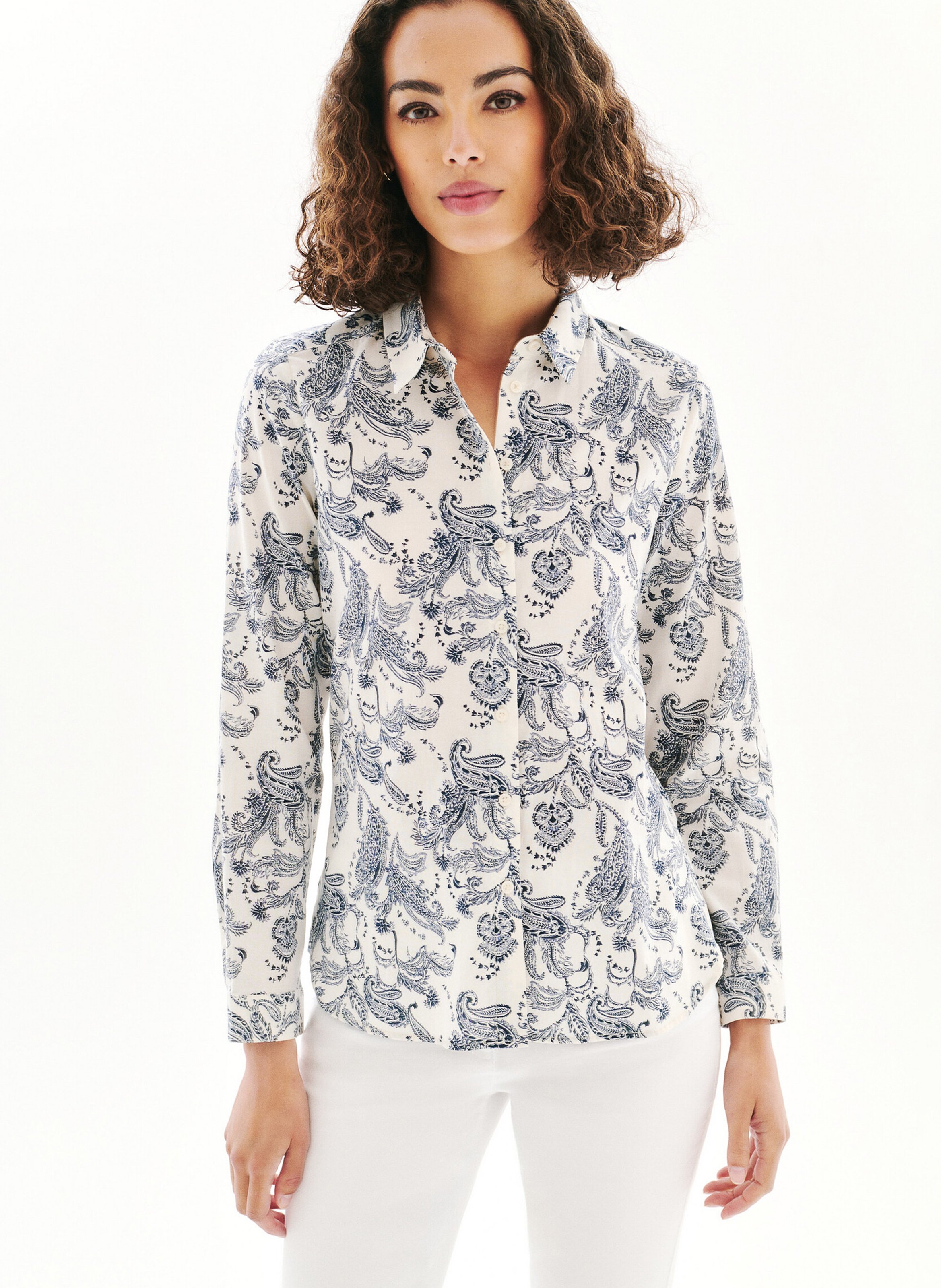 Chemise col classique imprimée CAROLL Beige