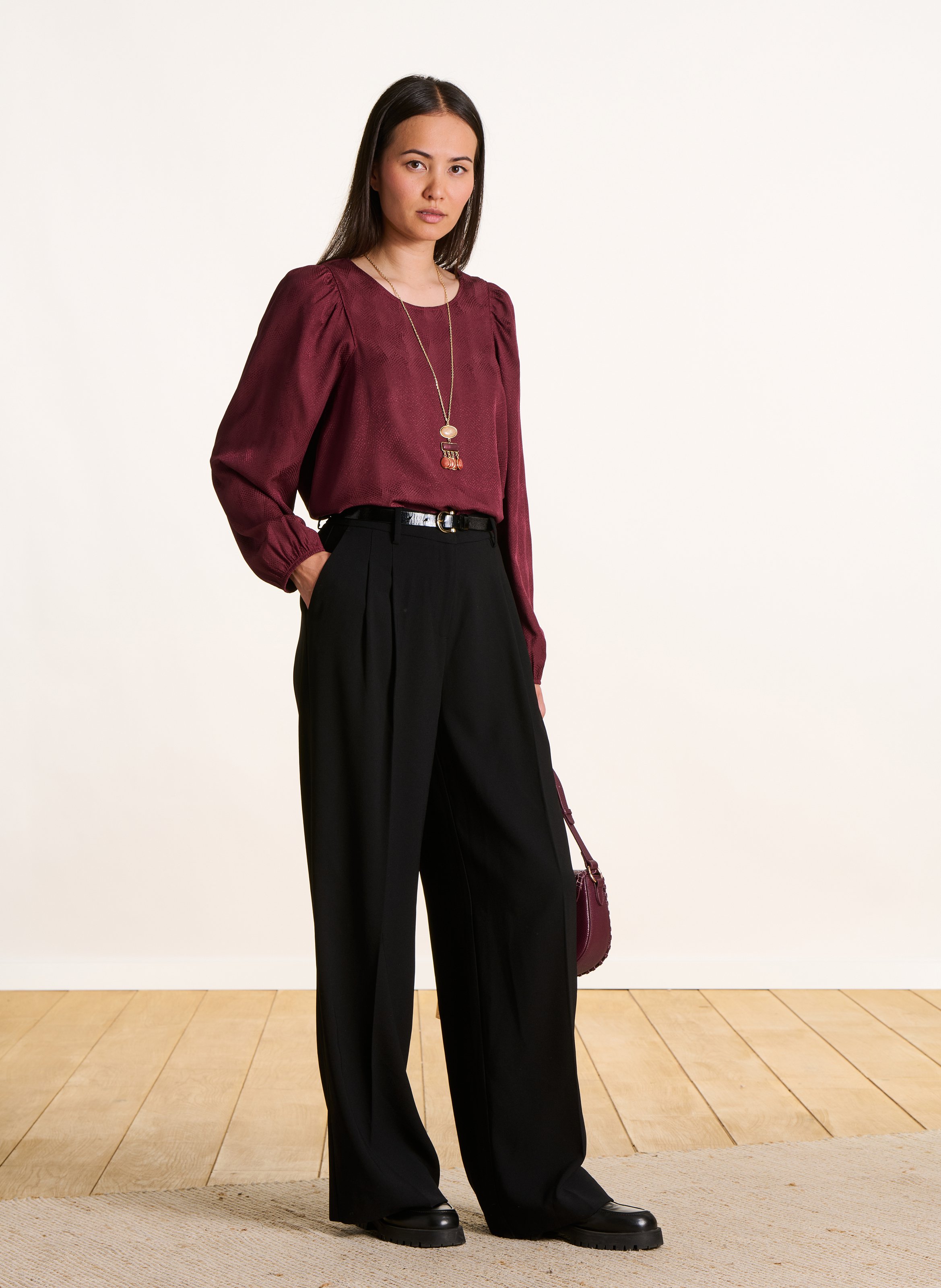 Azawood high-waisted wide-leg trousers LA FEE MARABOUTEE Black