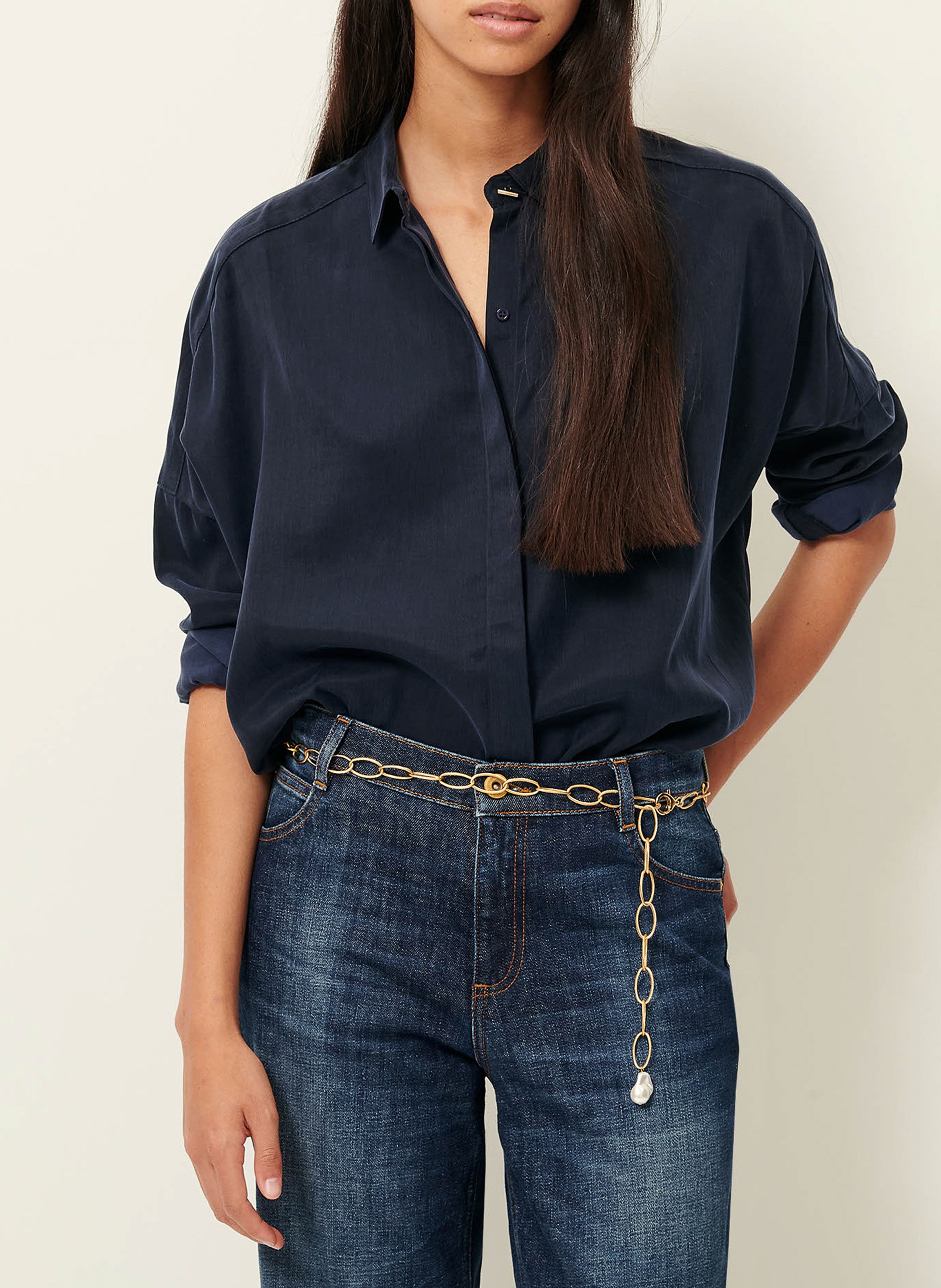 Chemise col classique satinée  SESSUN Bleu