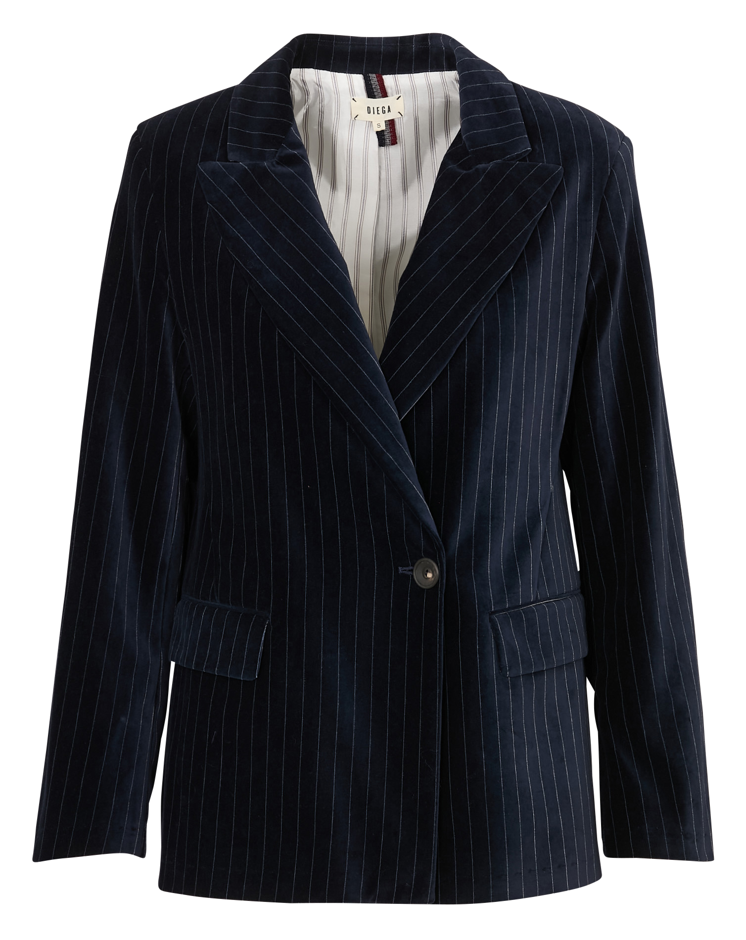 Veste de tailleur rayée en velours DIEGA Bleu