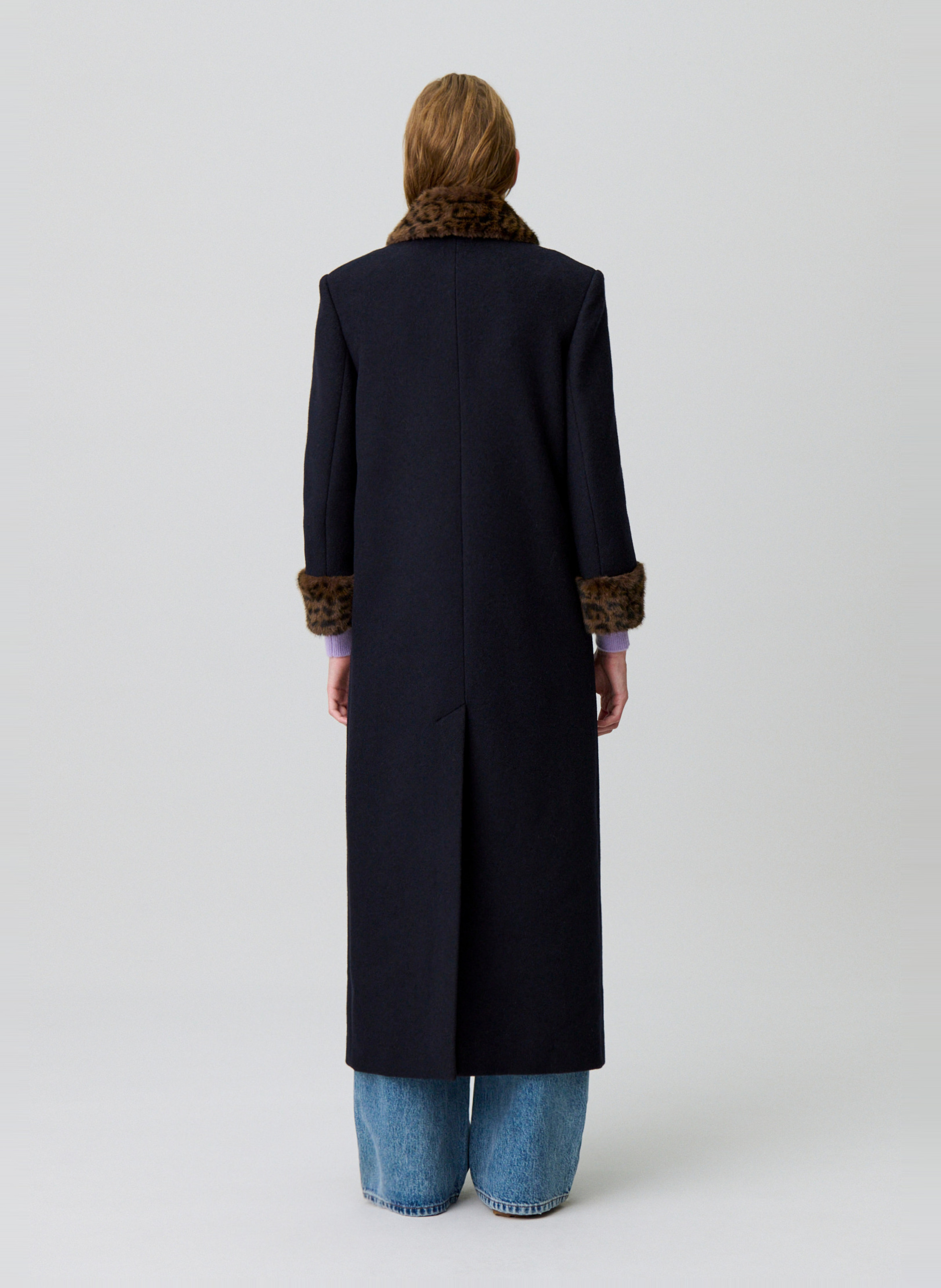 Manteau droit col classique en laine mélangée CLAUDIE PIERLOT Multicolore