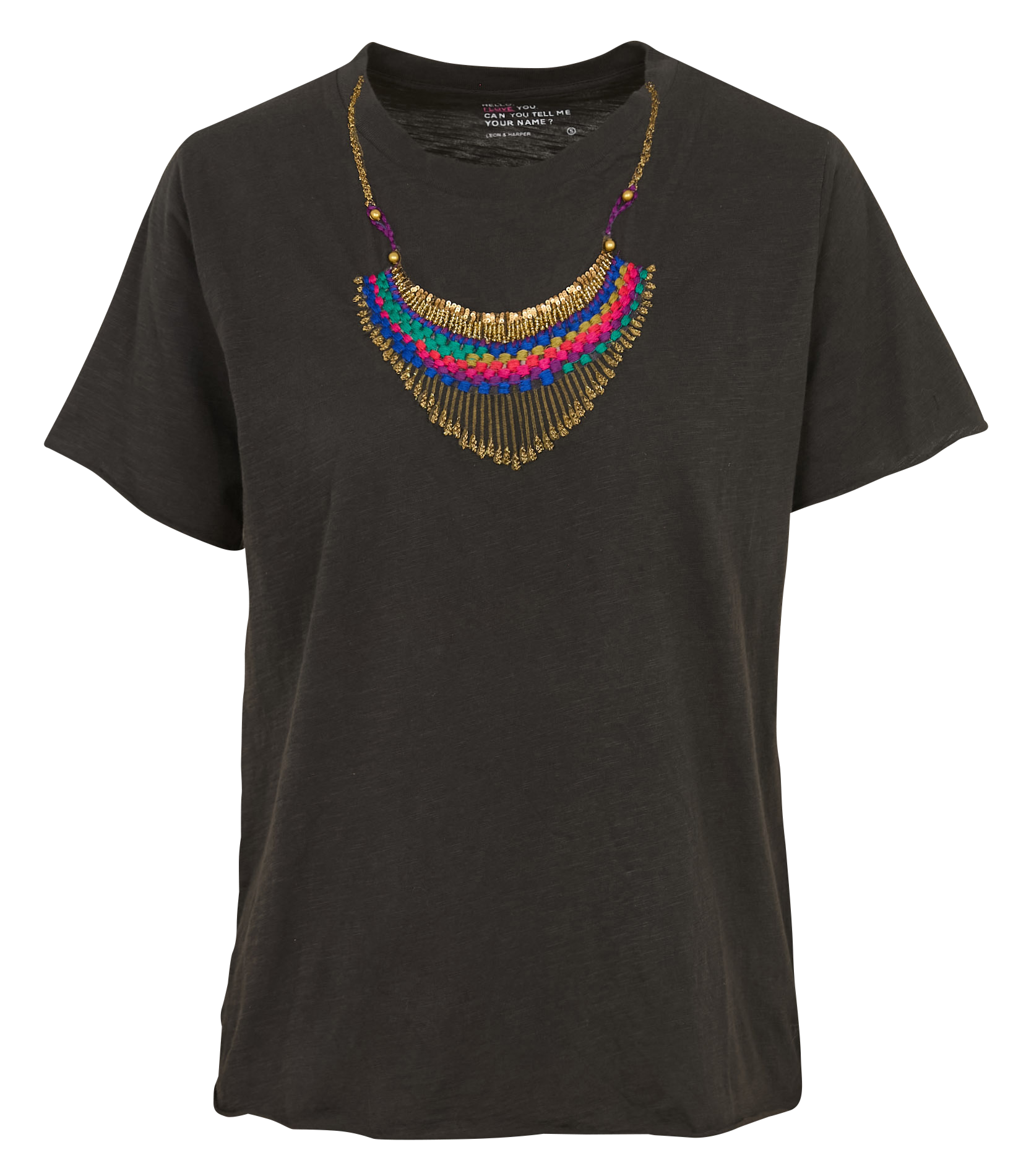 T-shirt van biokatoen met ronde hals LEON & HARPER Grijs