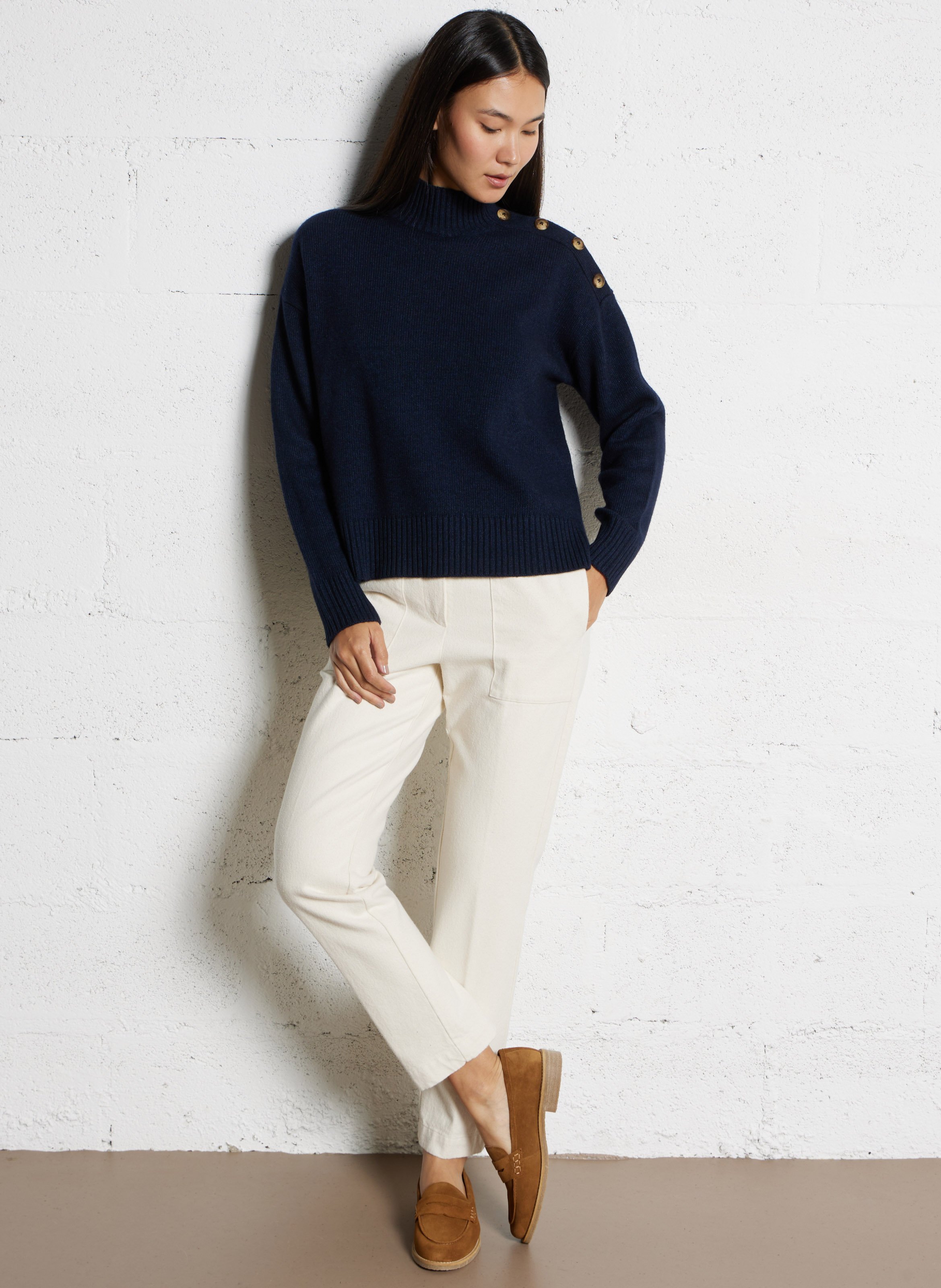 Pantalon droit en coton HARTFORD Beige