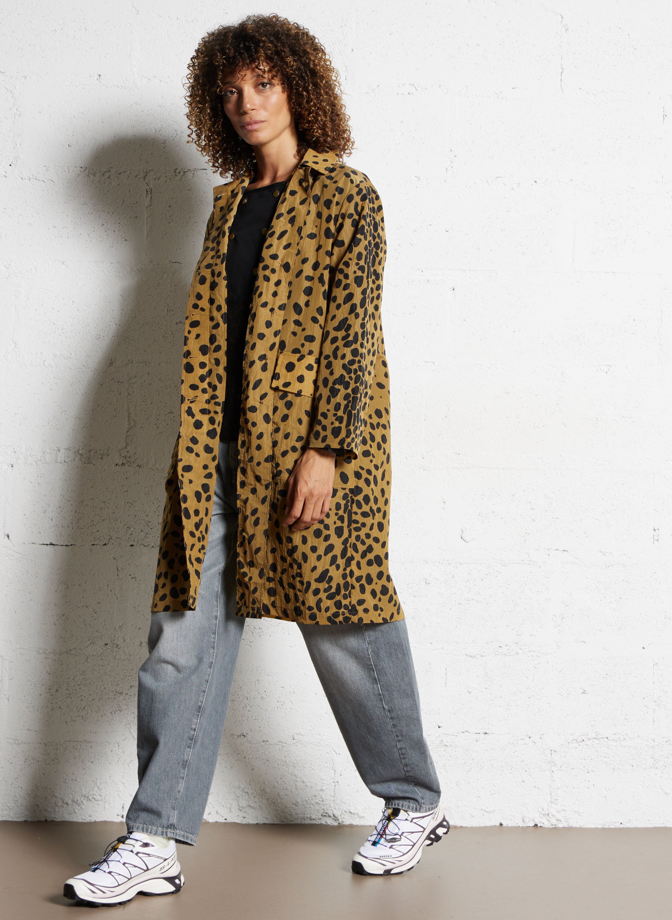 Blouson col classique imprimé LEON & HARPER Beige