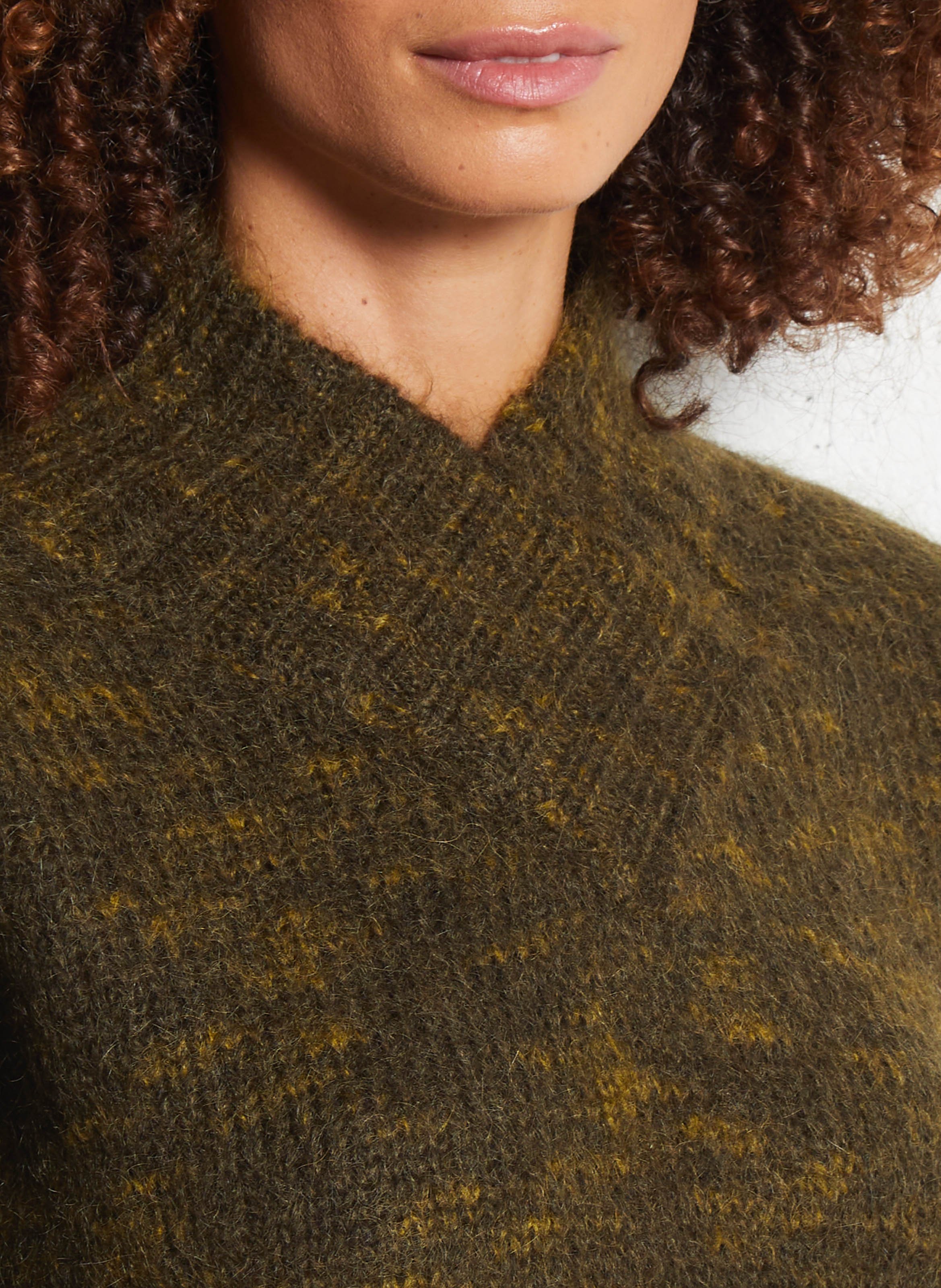 Pull col montant uni en laine mélangée MAISON 123 Vert