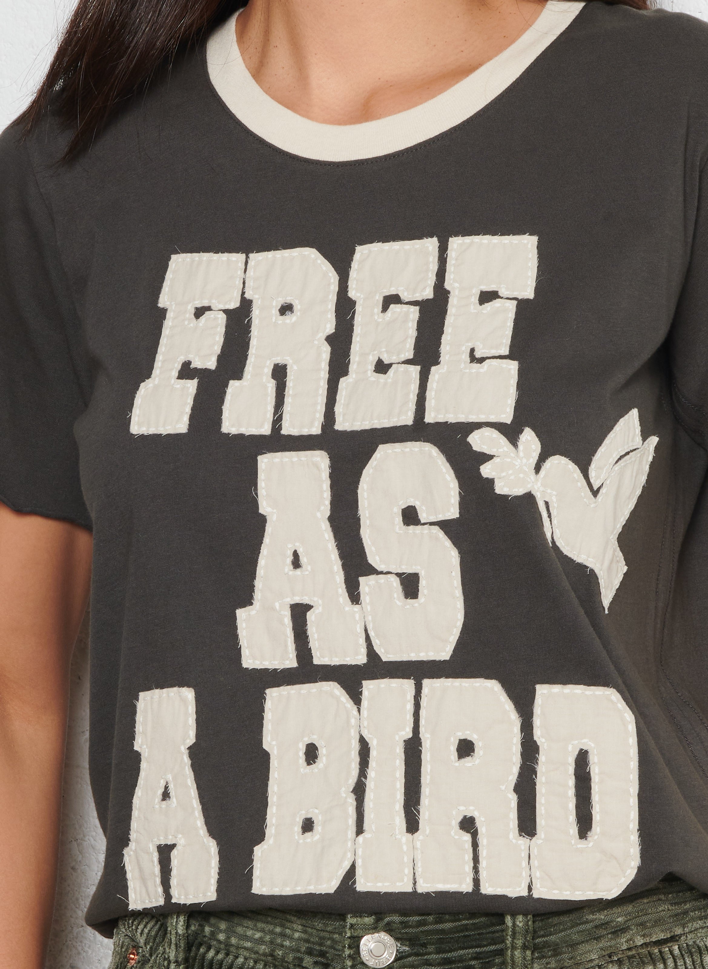 T-shirt van biokatoen met ronde hals LEON & HARPER Grijs