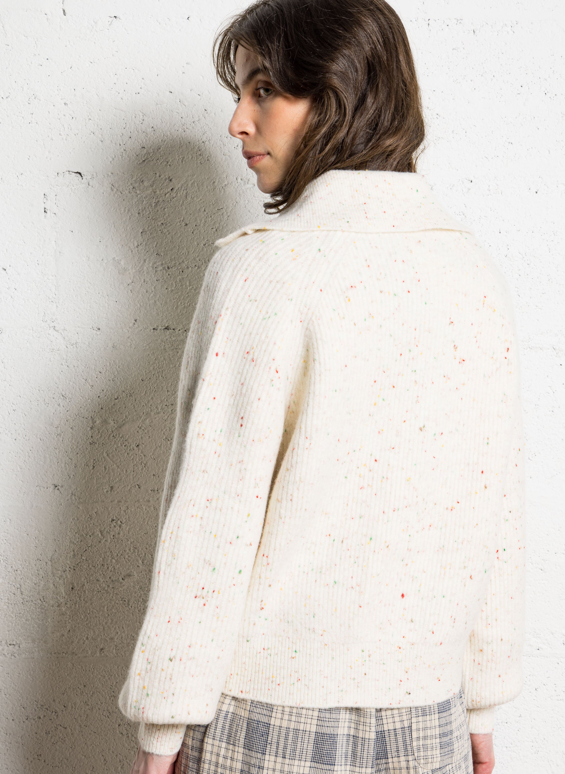 Straight printed ribbed knit cardigan ONE STEP Beige