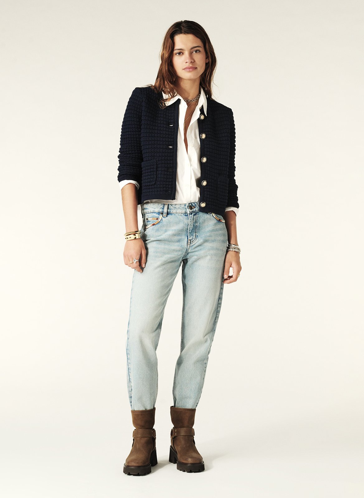 Recht vest met ronde hals | katoenblend BA&SH Blauw