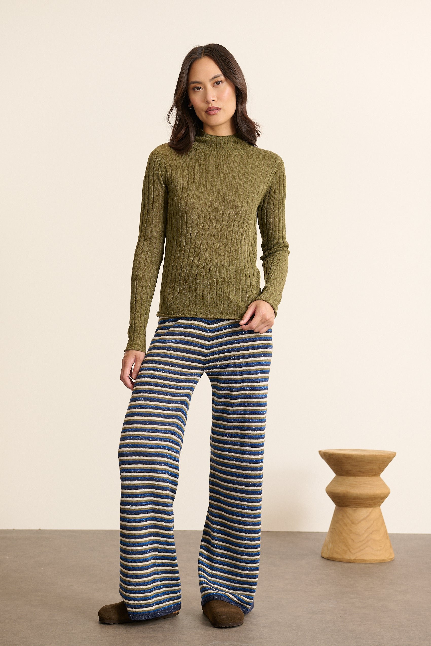 High-neck lurex sweater GARANCE PARIS Khaki