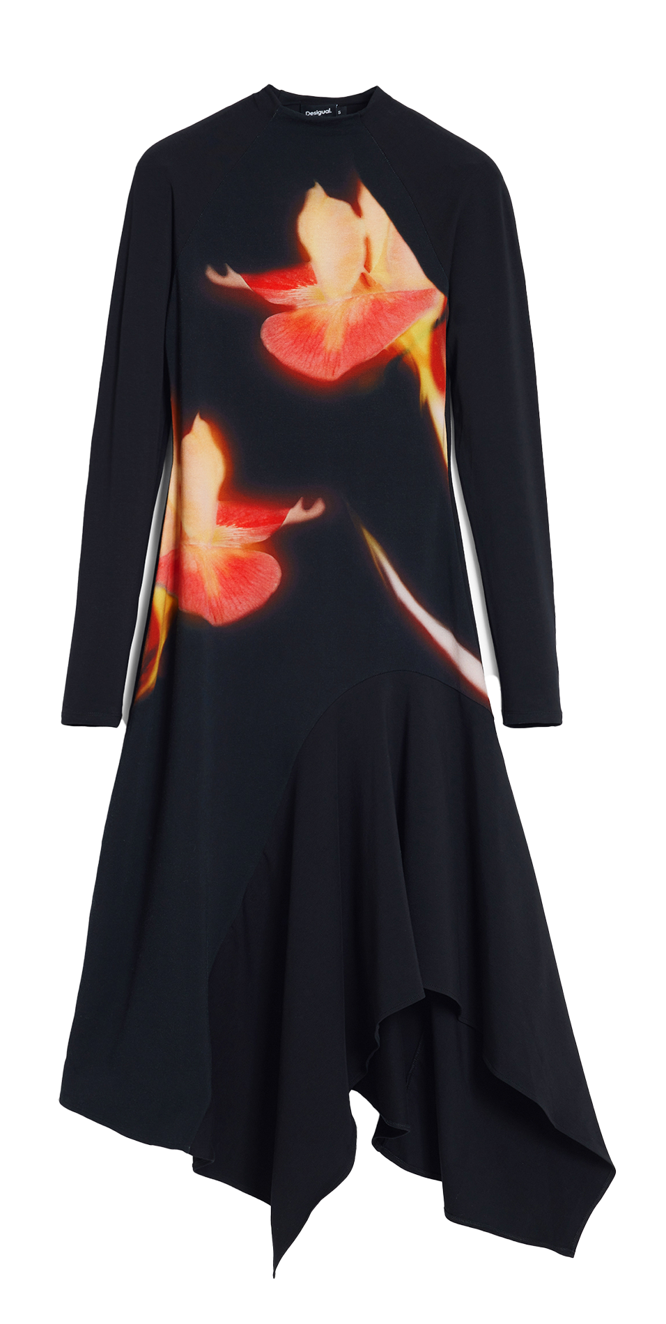 Robe courte col rond en coton DESIGUAL Noir