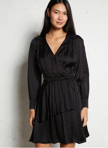 Short wrap dress with v neck Black Esprit - Women | Place des Tendances Short wrap dress with v neck Black Esprit - Women | Place des Tendances