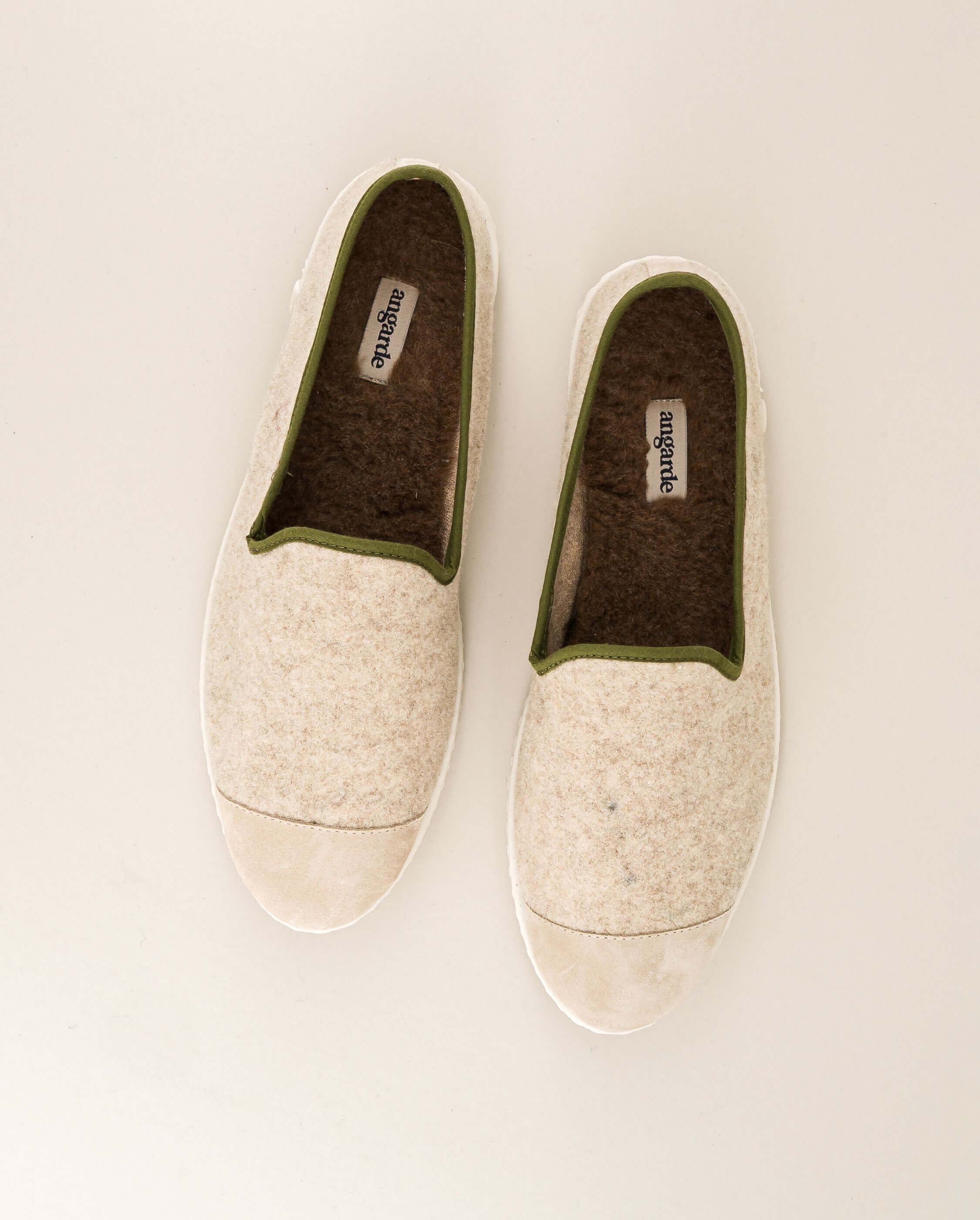 Chausson homme laine, beige kaki ANGARDE Beige