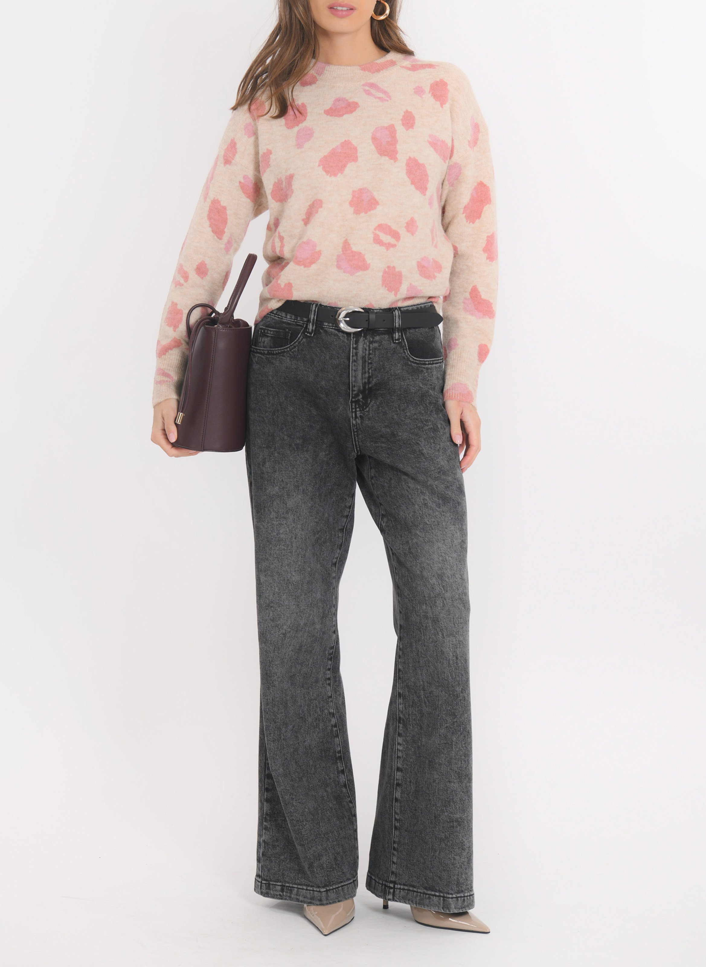 Pull imprimé en laine mélangée KOOKAI Beige