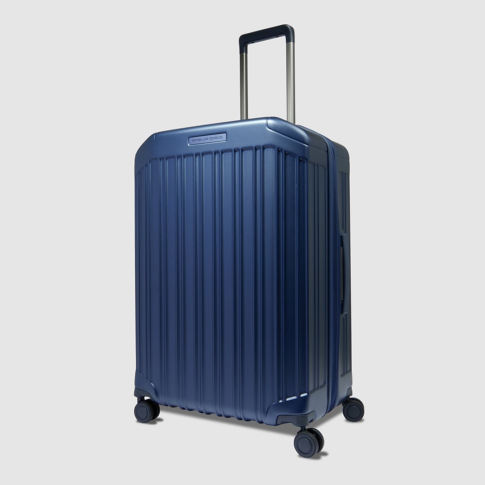 Medium expandable 4-wheel trolley suitcase with TSA lock and removable washable lining PIQUADRO Blue