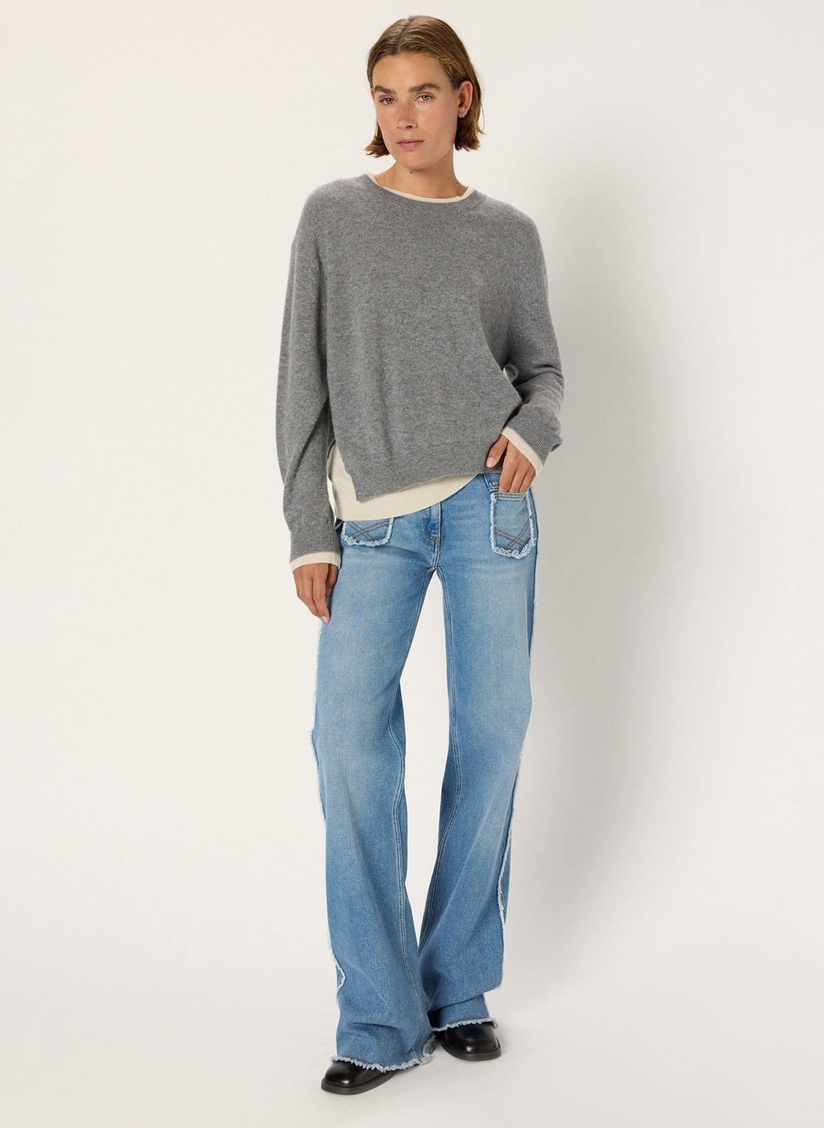 Sweat col rond en cachemire GERARD DAREL Gris