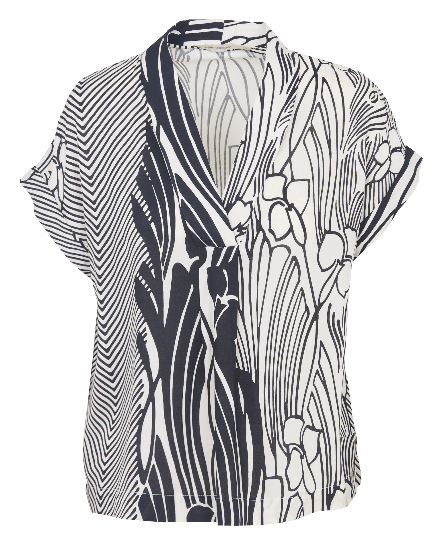 Loose-fit lightweight printed V-neck sweater LA FEE MARABOUTEE Black