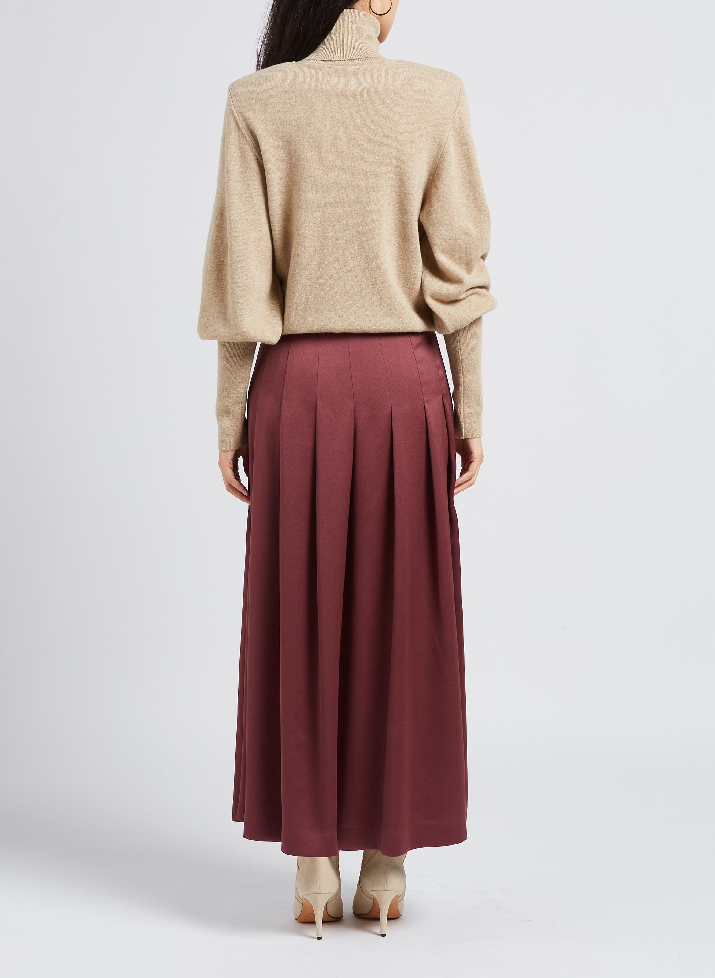 Langer, ausgestellter Satinrock LAURENCE BRAS Pflaume