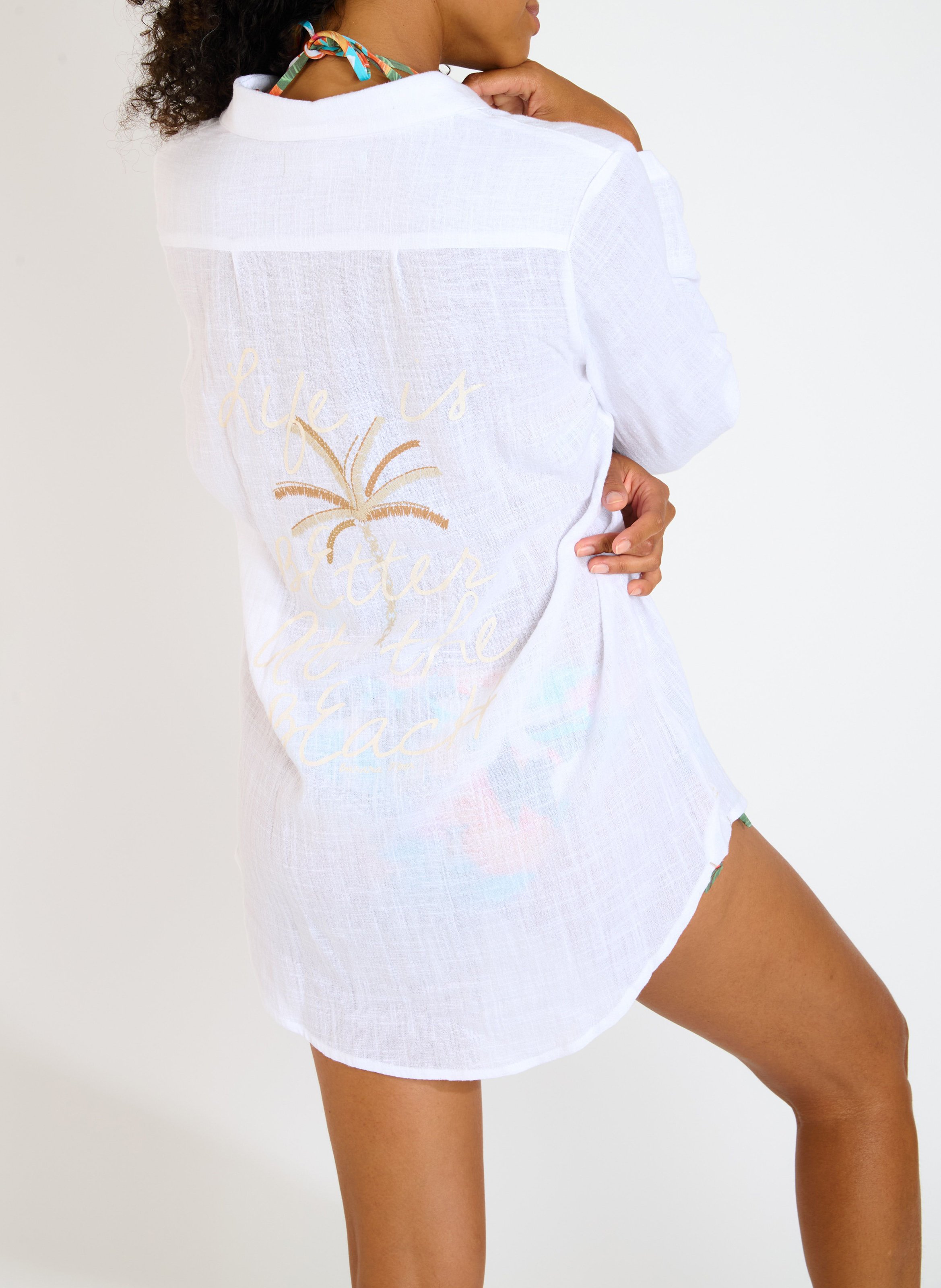 Chemise de plage en coton BANANA MOON Weiss