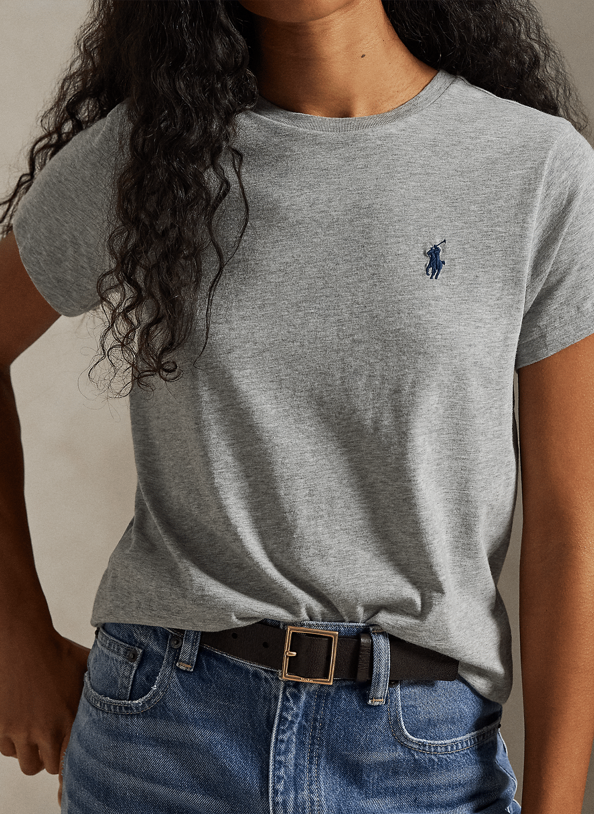 Short-sleeved plain t-shirt with logo Grey