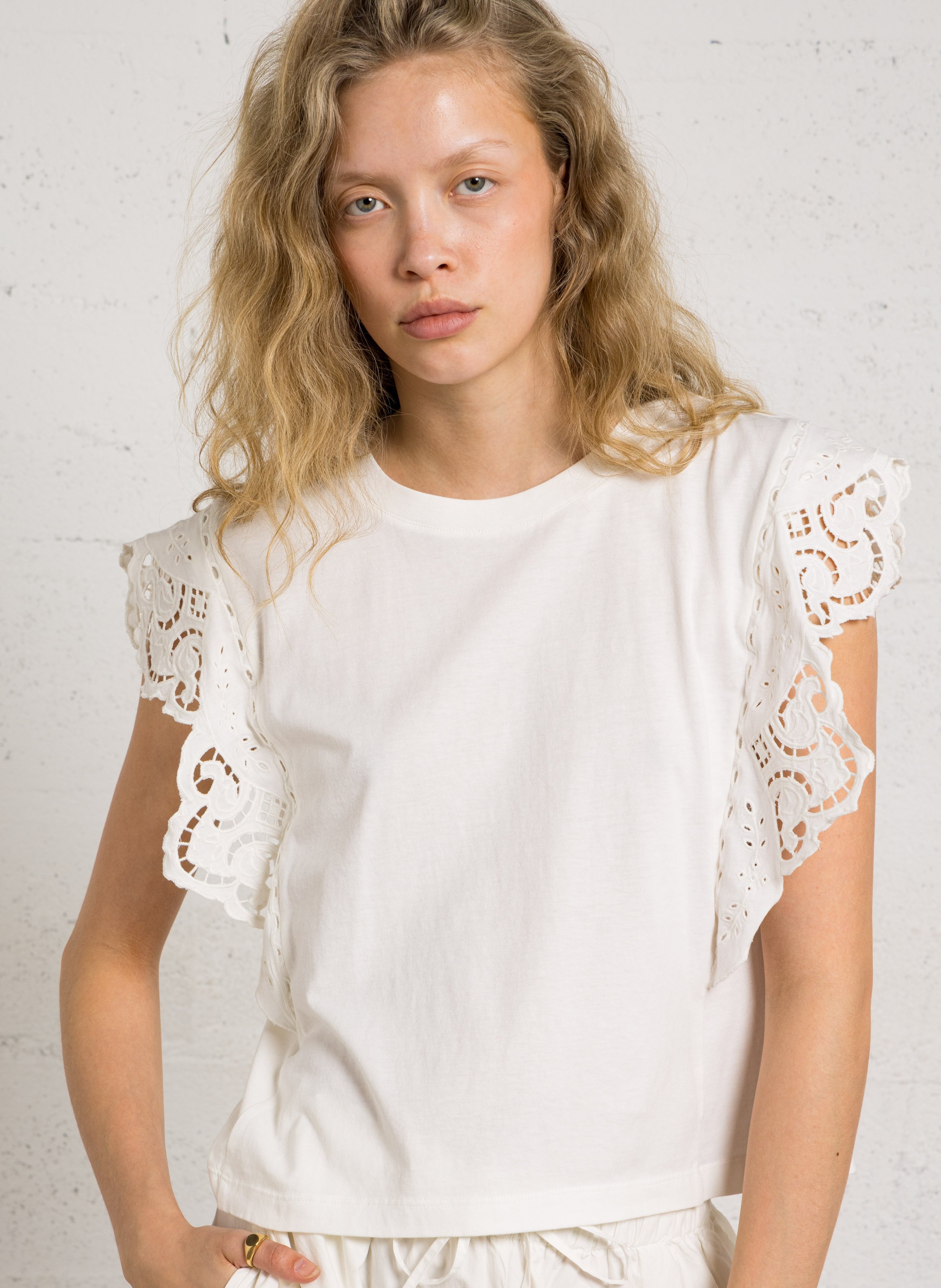 Tee-shirt col ron en coton bio LOUISE MISHA Blanc