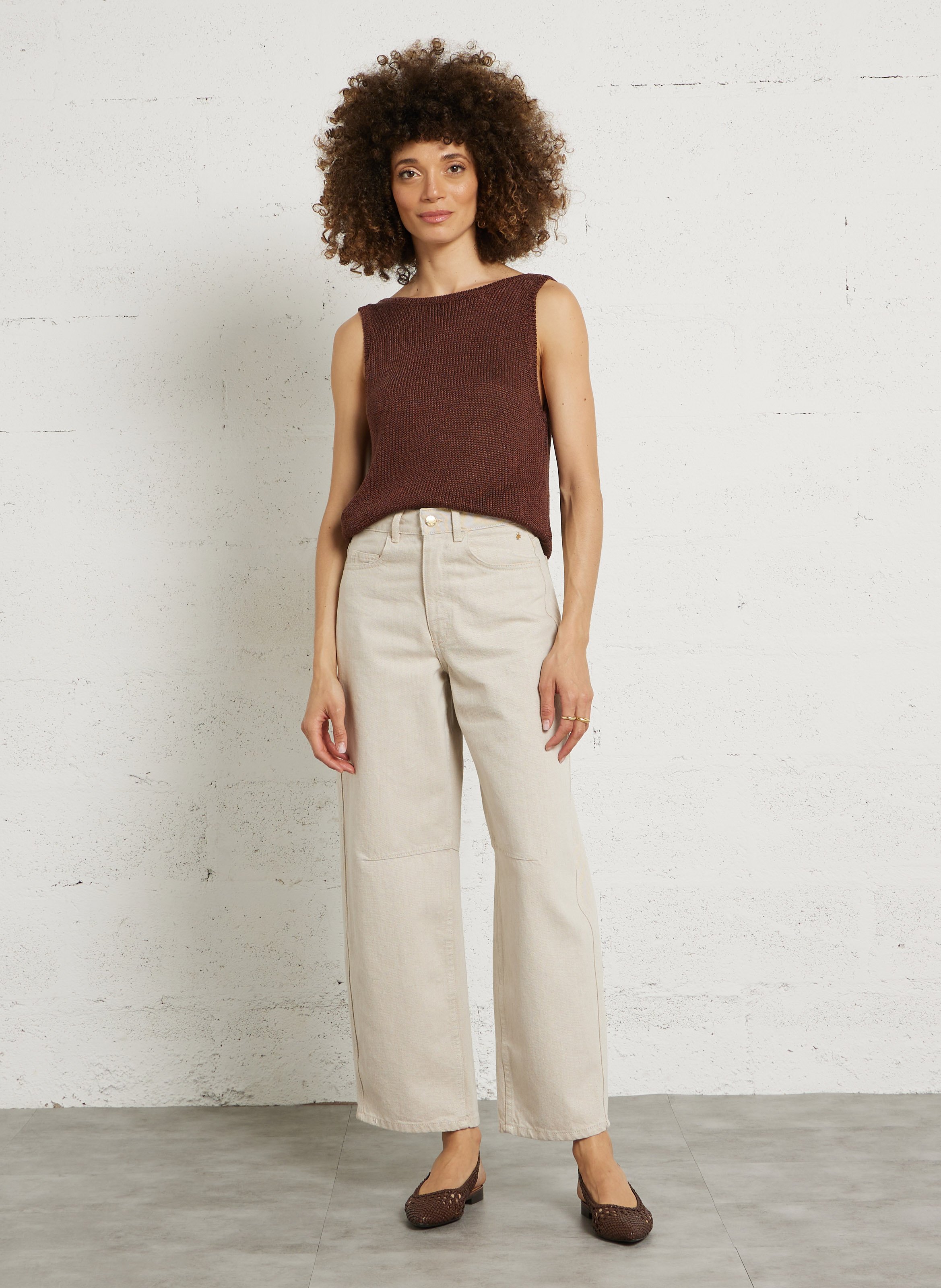 Ballerina's met slingback van gevlochten leer. - Look 2