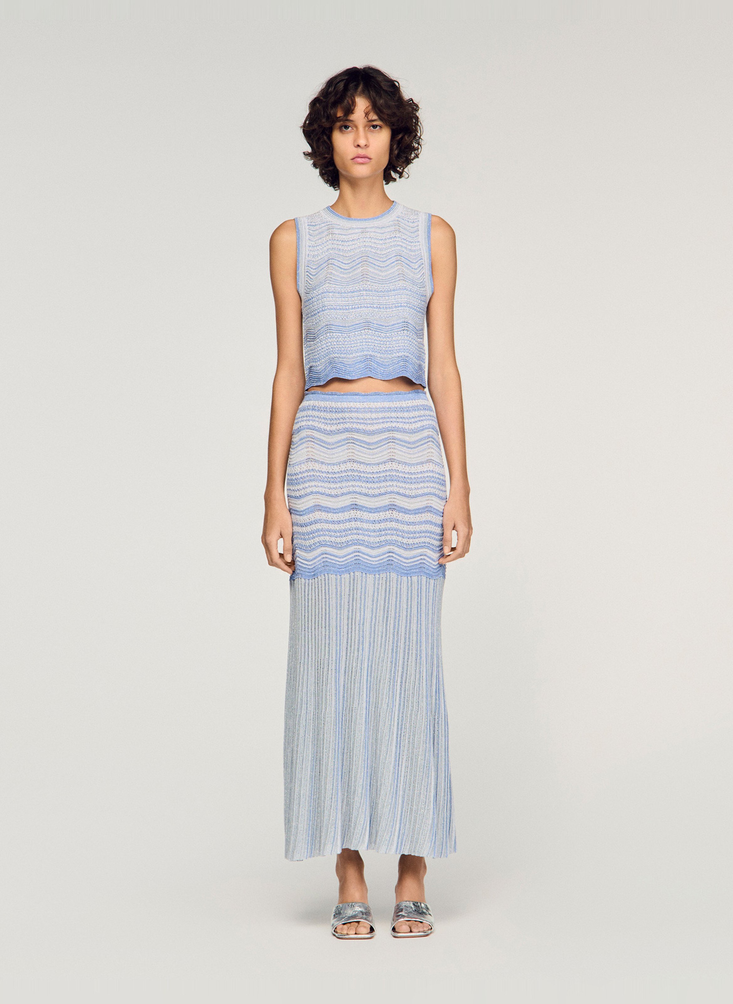 Flared knitted skirt SANDRO Blue