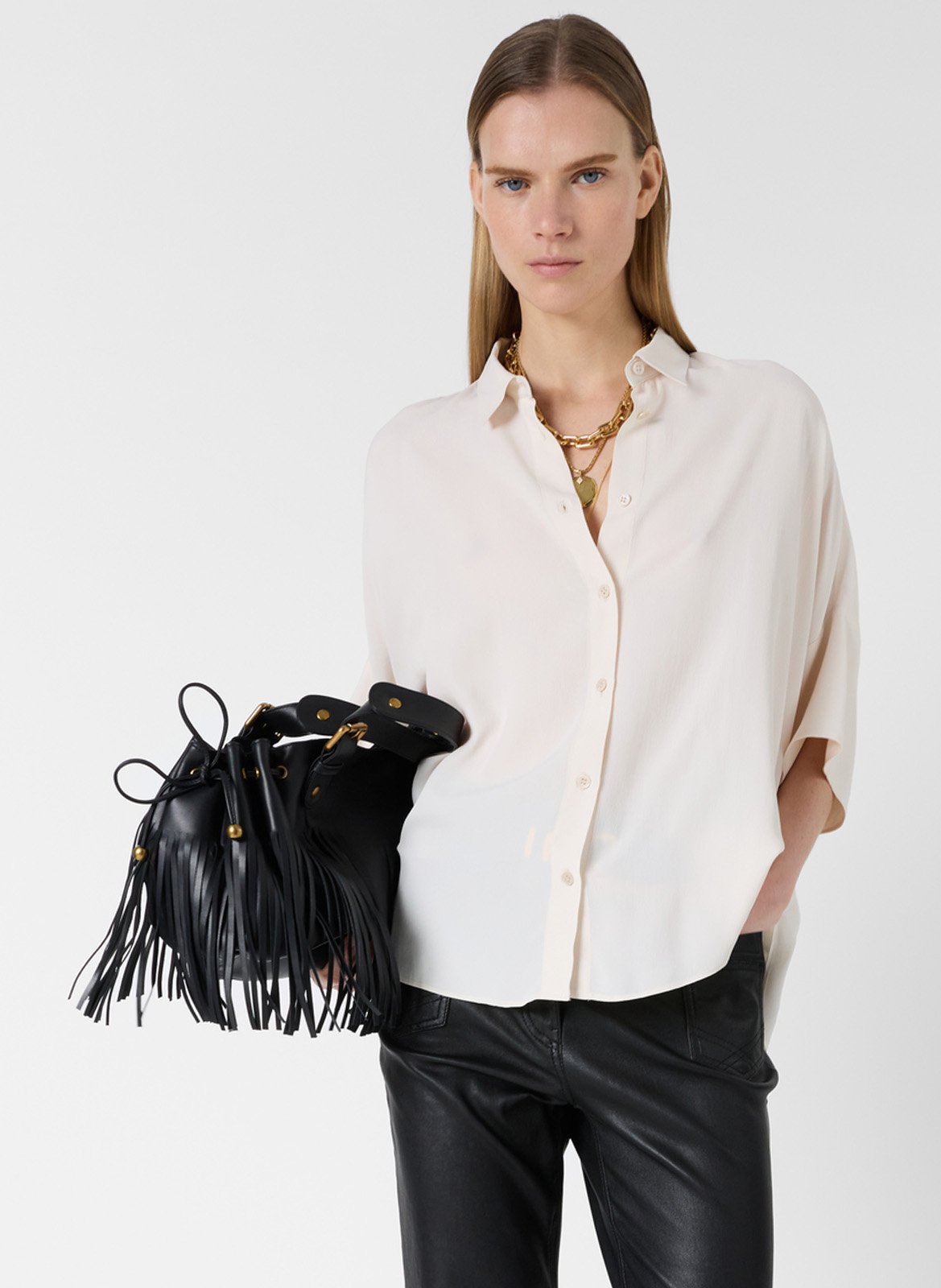 Fließende einfarbige Bluse GERARD DAREL Beige