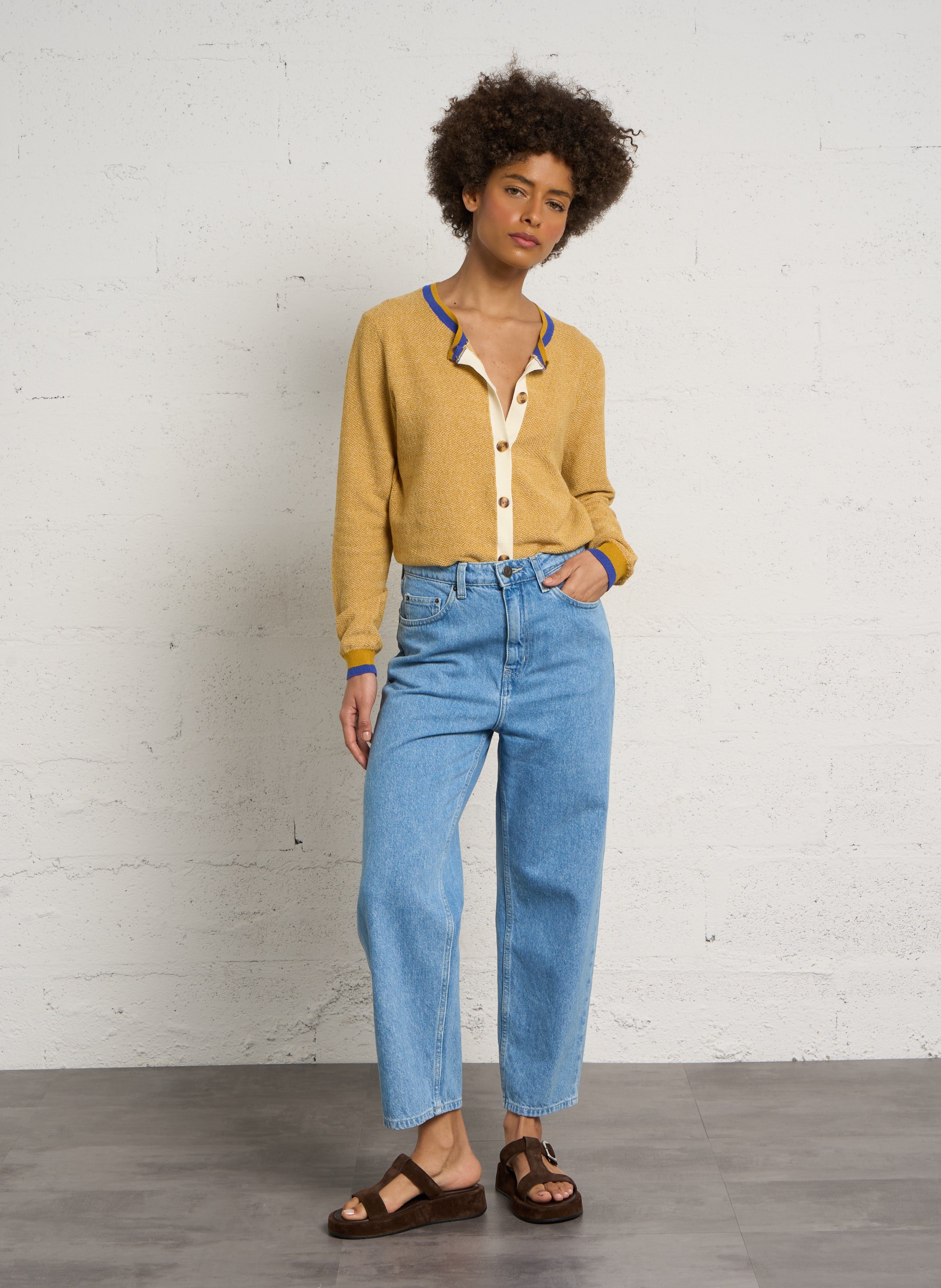 Leder-Mules mit Keilabsatz MELLOW YELLOW Braun