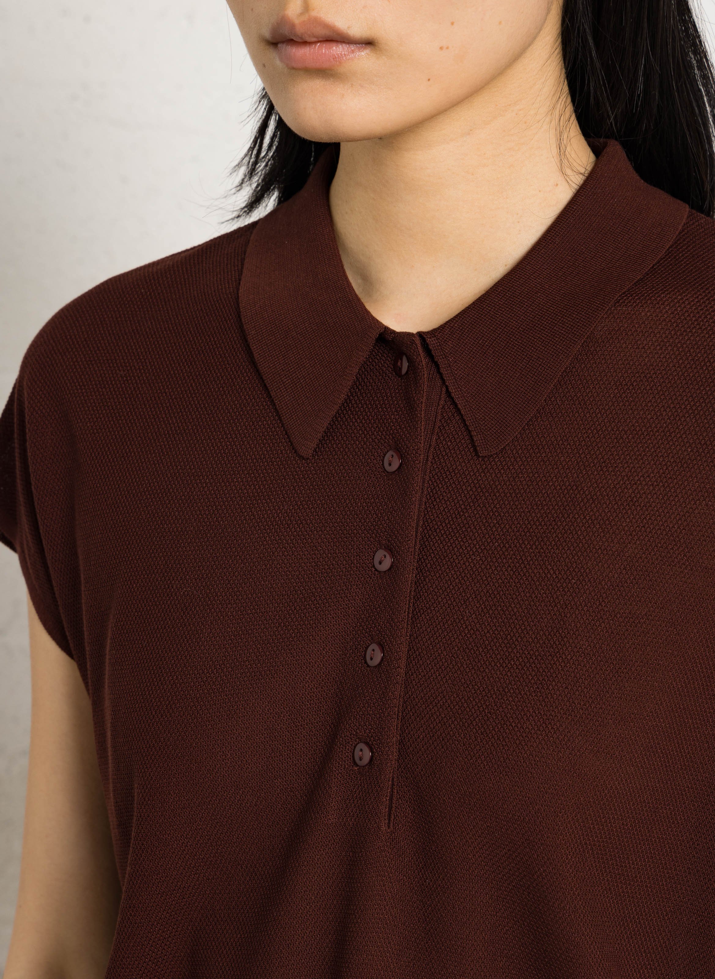 Knit polo collar top MAISON 123 Red