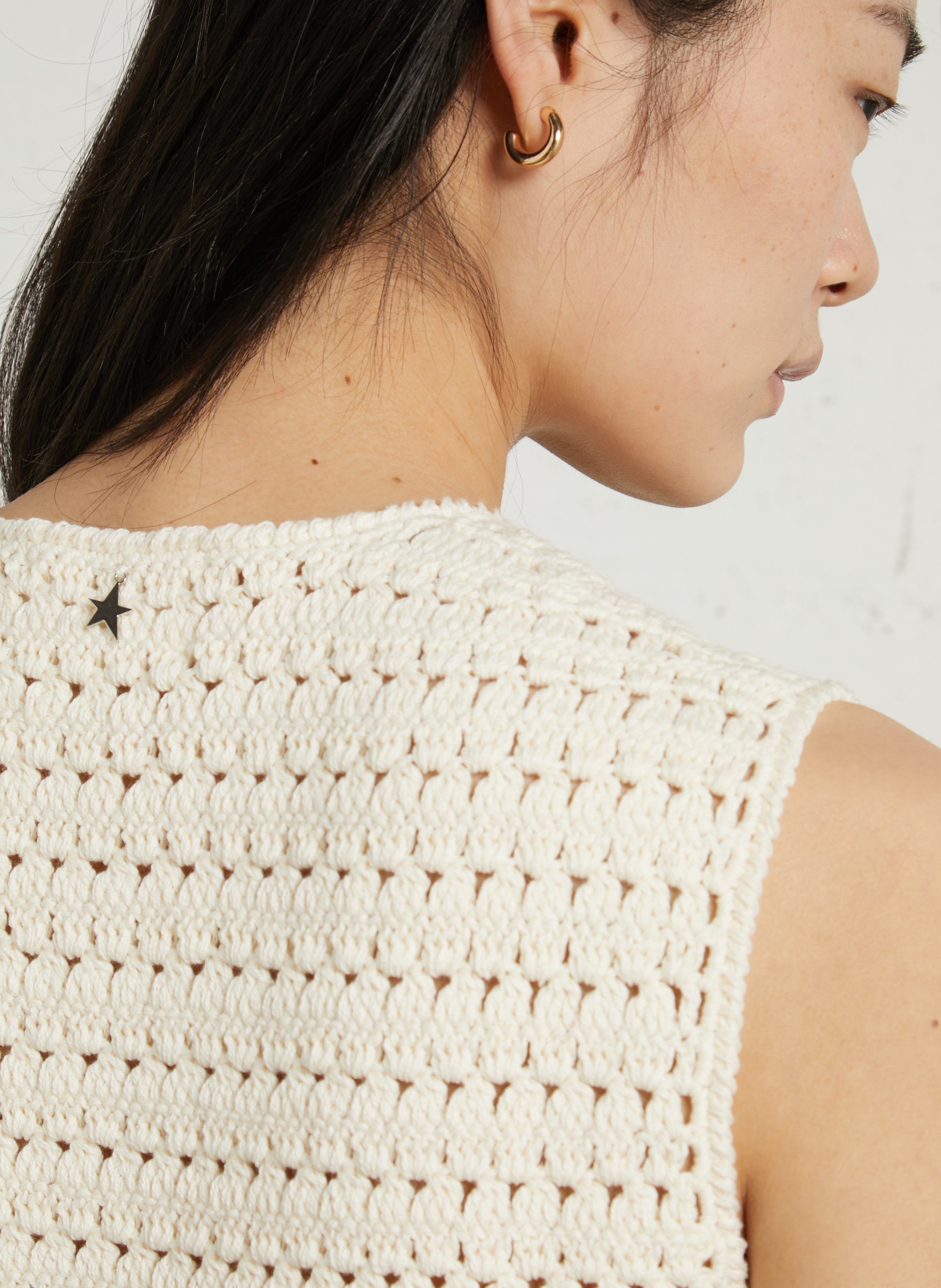 Gilet droit col rond en coton SUD EXPRESS Beige