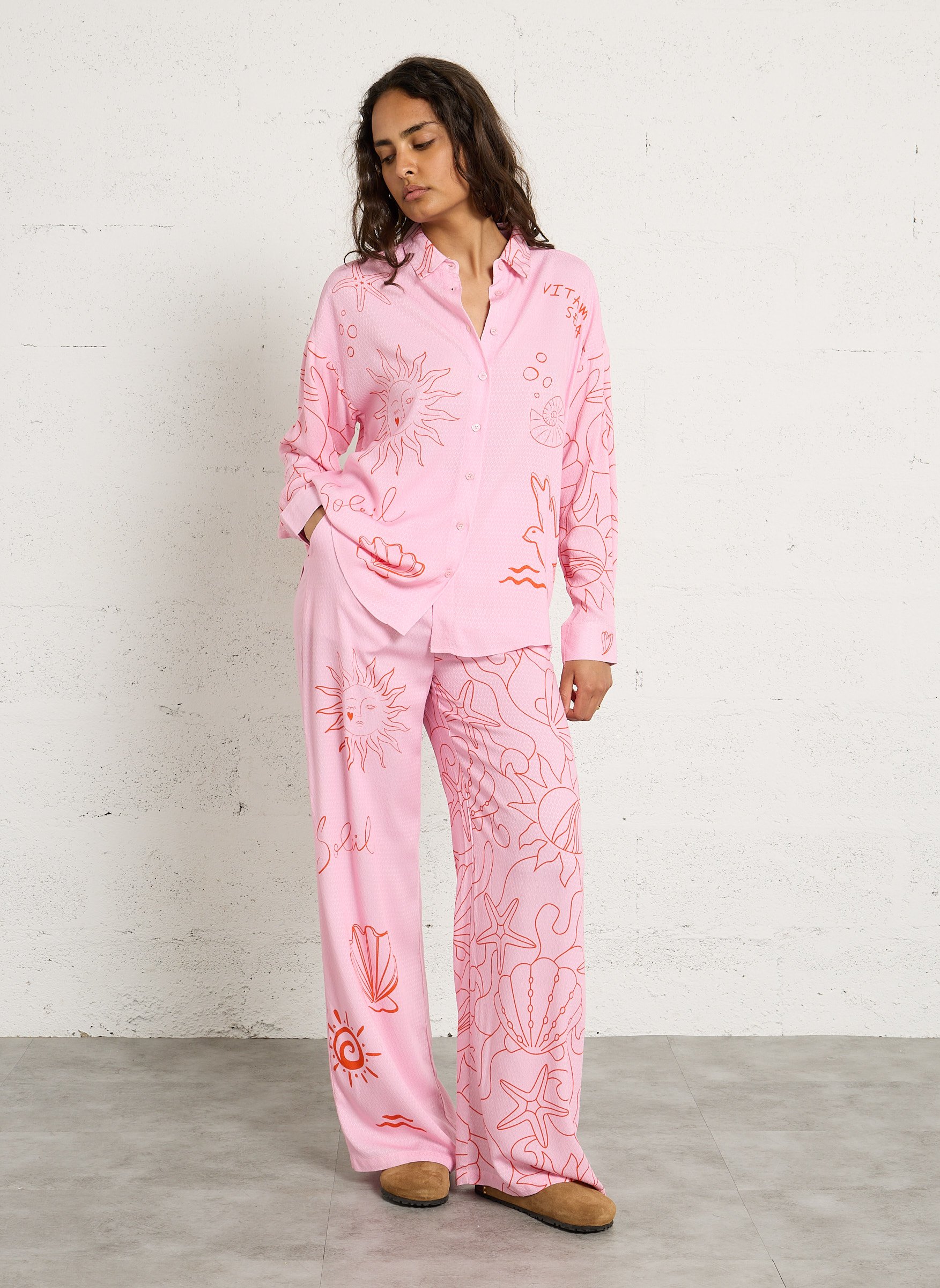 Leopard print straight pants LA PETITE ETOILE Brown