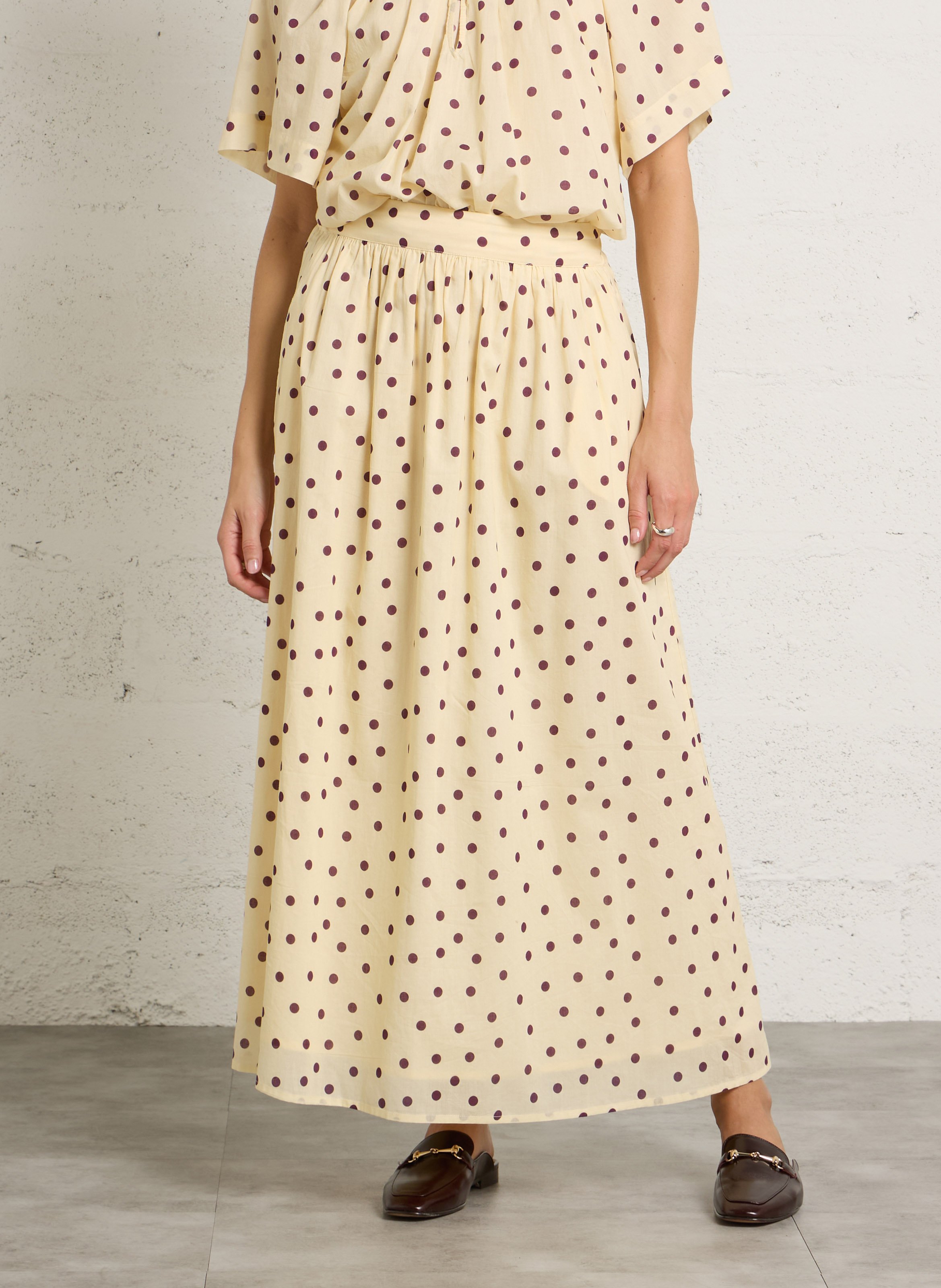 Midi skirt with pear in cotton BELLEPIECE Yellow