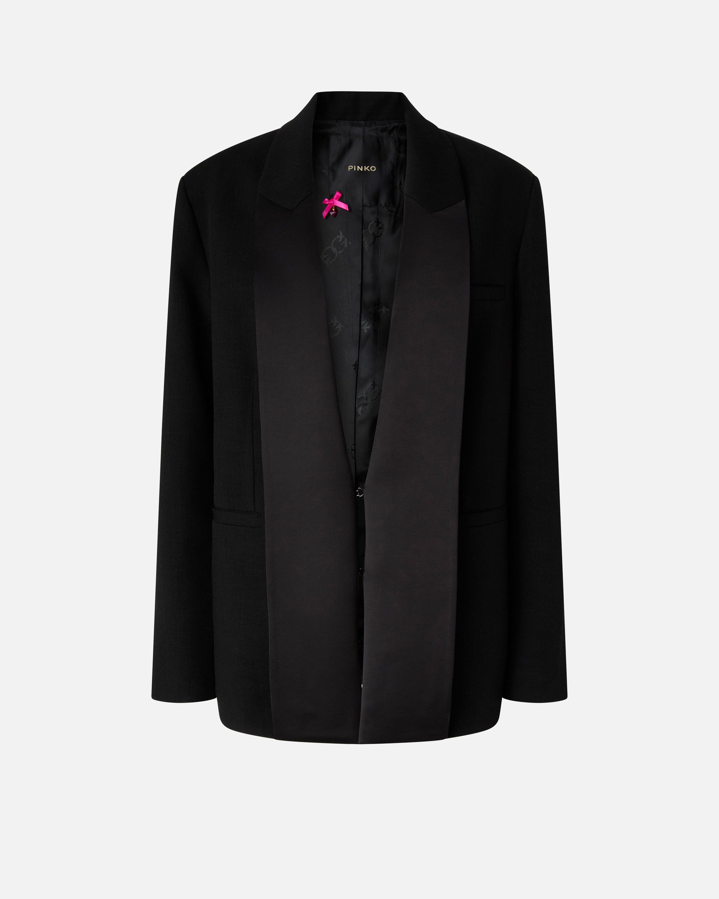 Veste flammée avec col à revers en satin PINKO Noir
