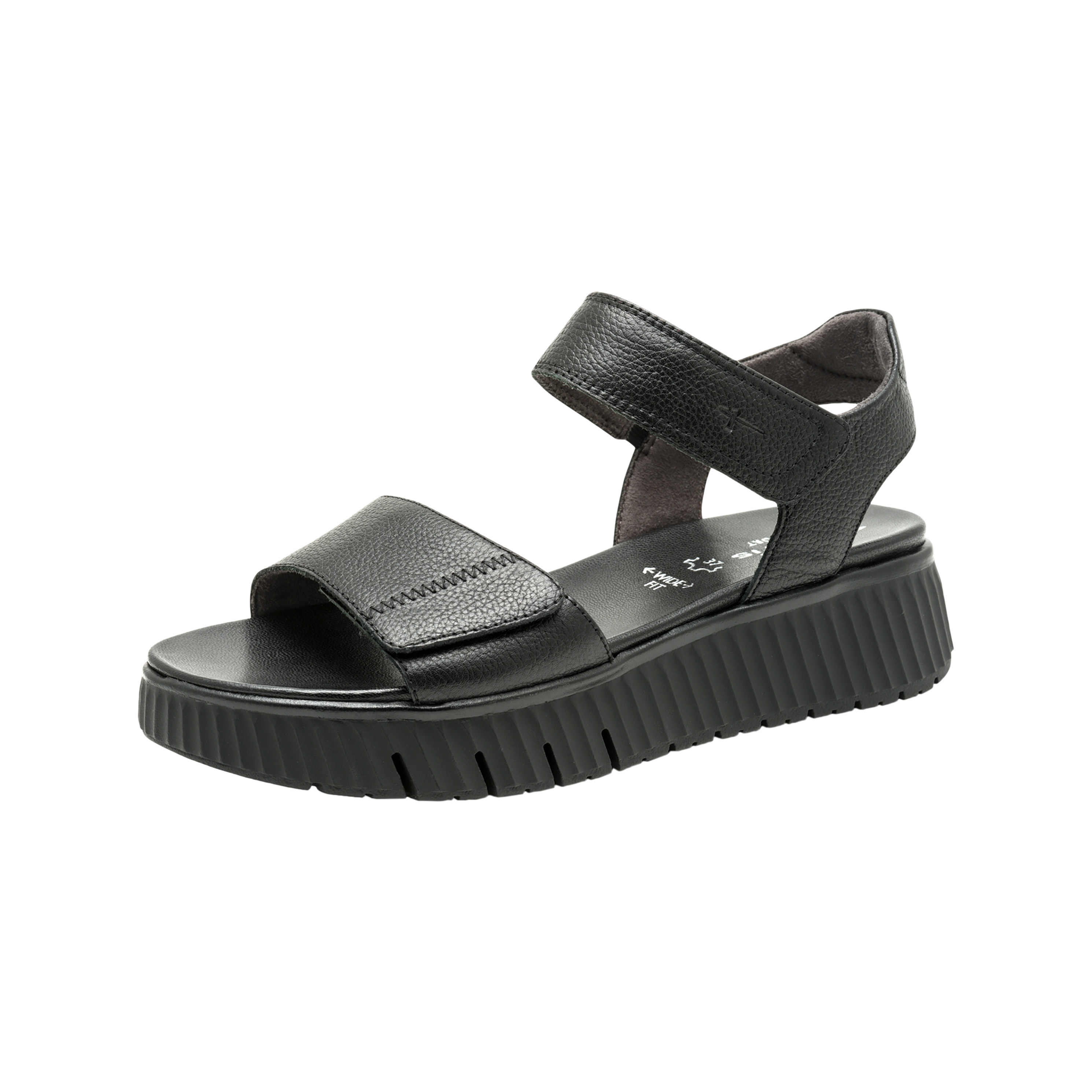 Leather Comfort Sandals TAMARIS Black