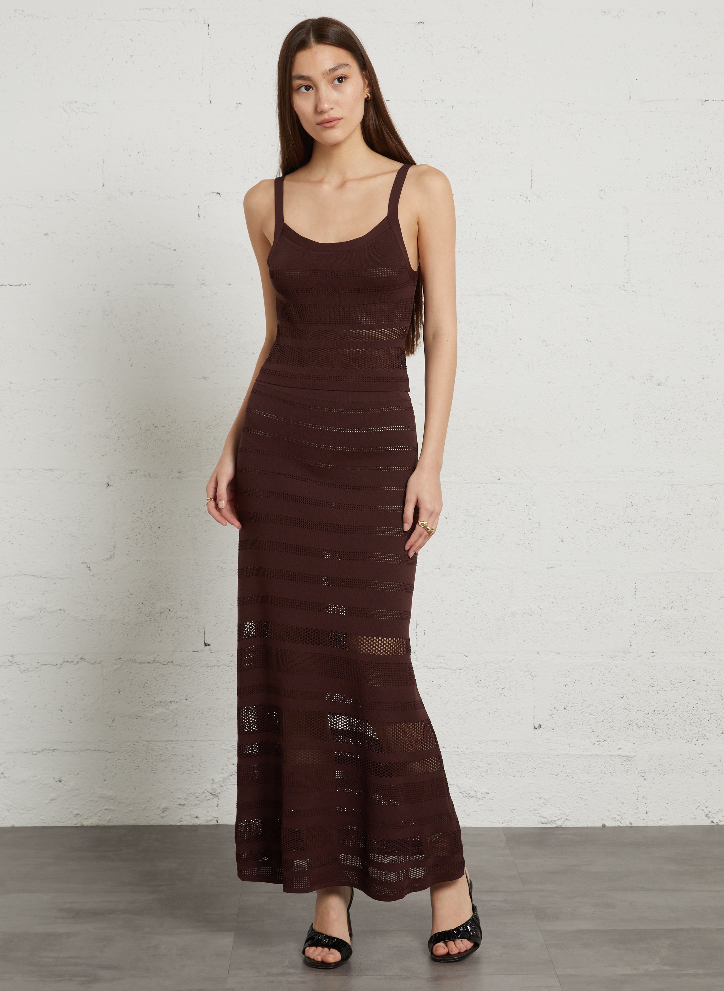 Top court à bretelles ajouré SUNCOO Marron