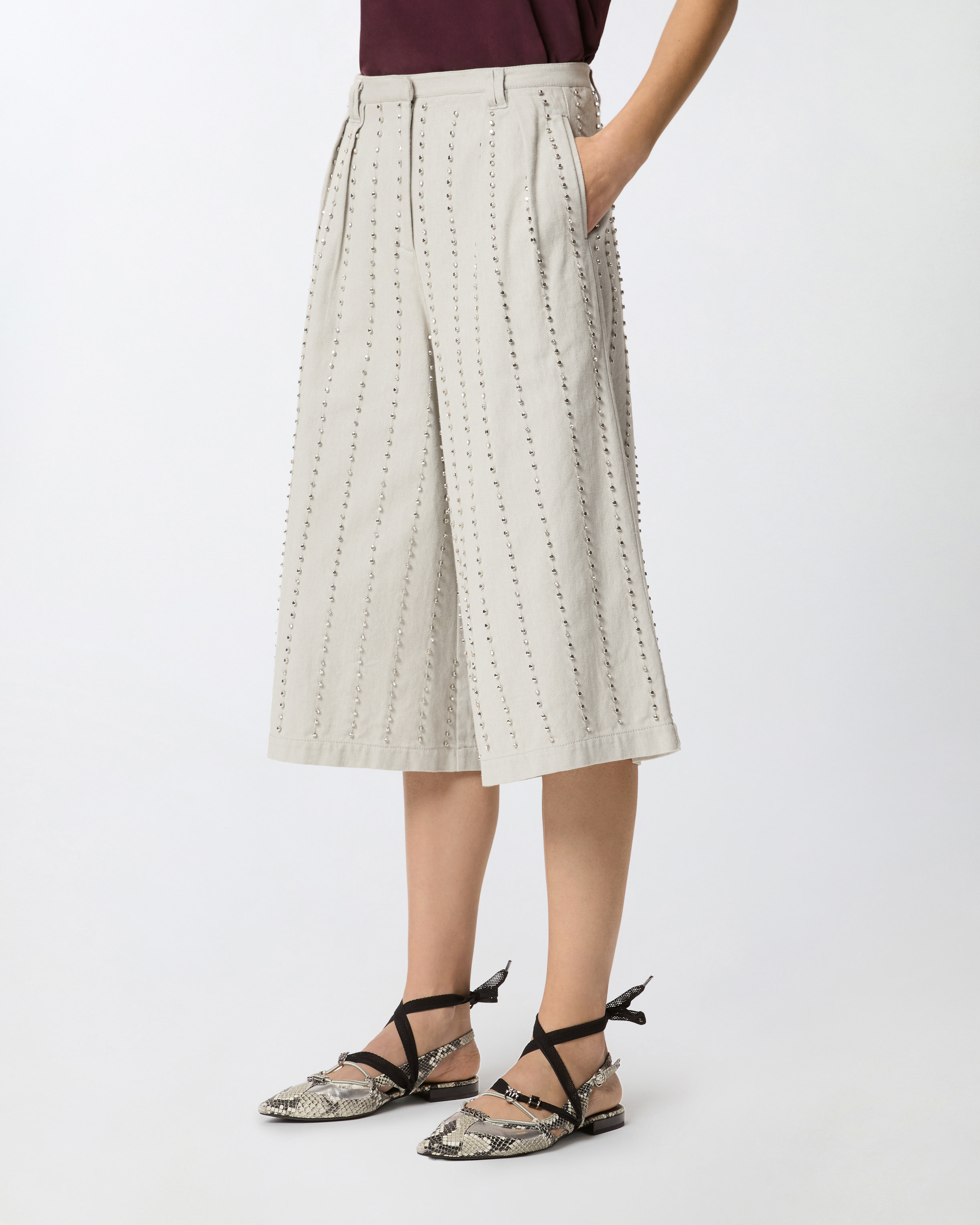 Striped jewel Bermuda PINKO Grey