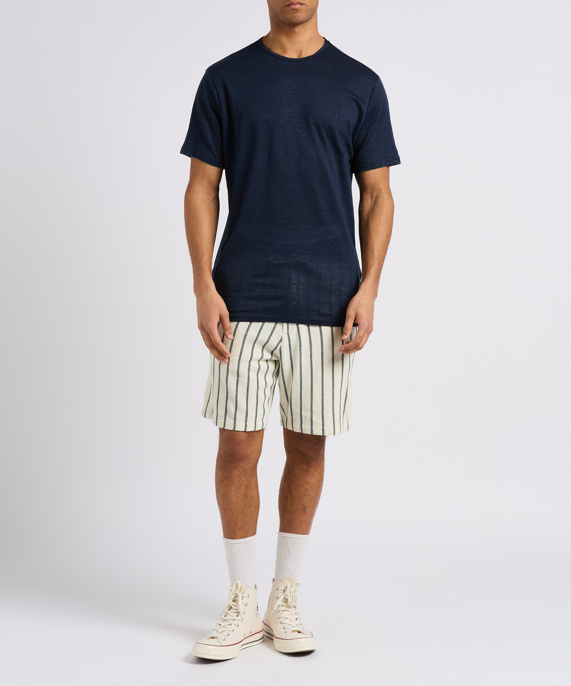 Straight-leg organic cotton striped shorts SELECTED Stripes