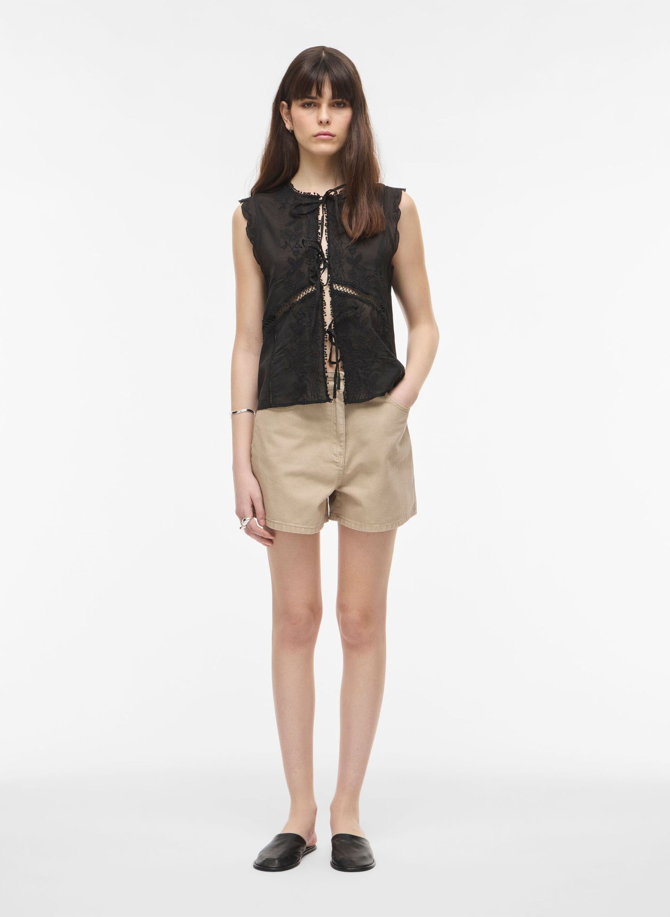 Short droit en coton et coton recyclé ROUGE EDIT Beige