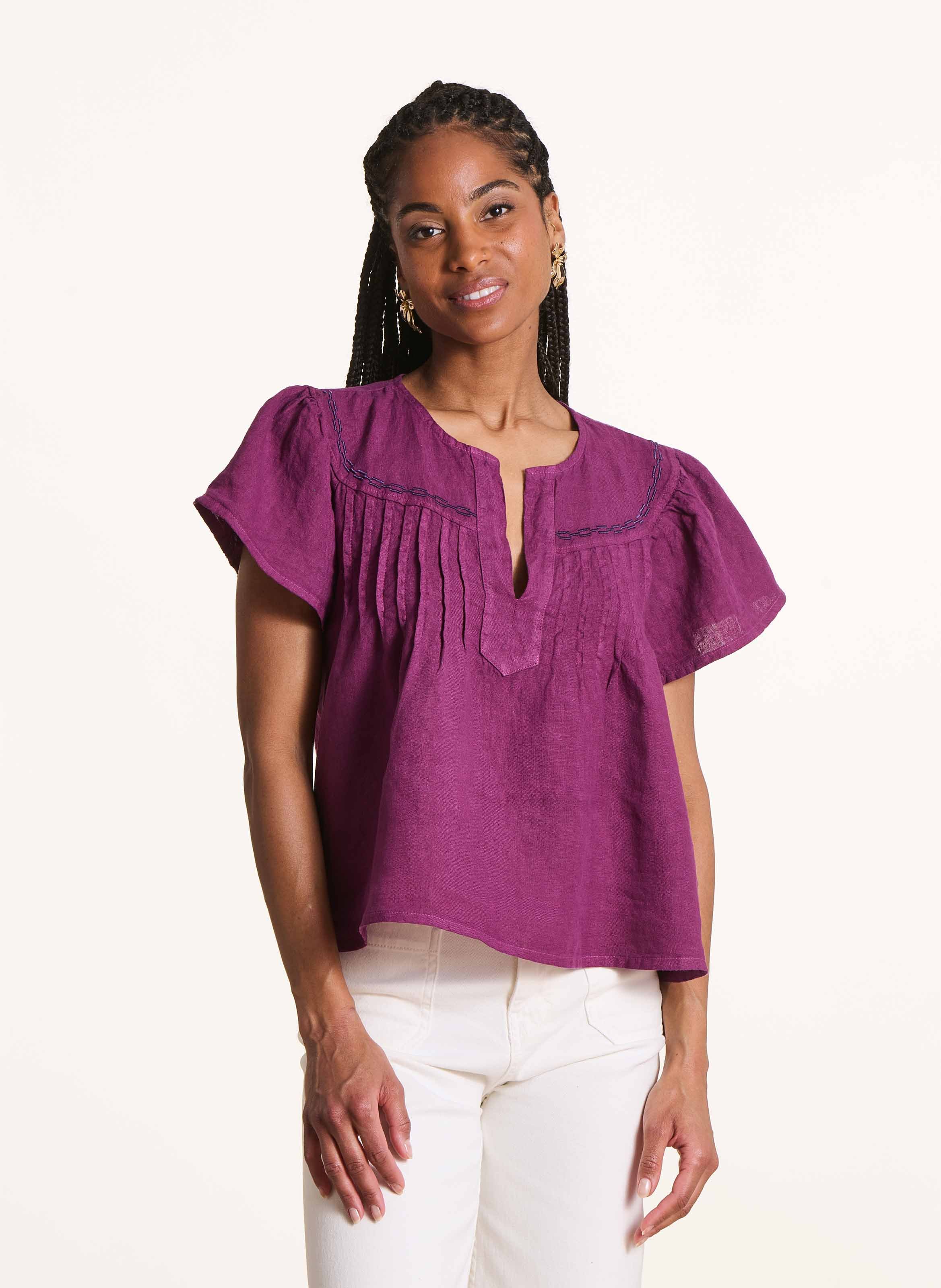 Blouse ample en coton LA FEE MARABOUTEE Violet