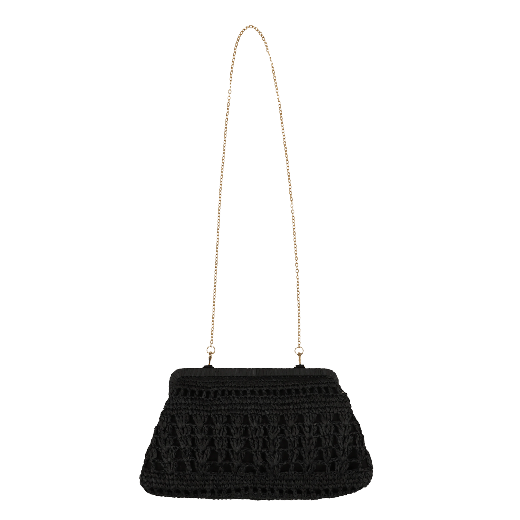 Sac besace en raphia LA FEE MARABOUTEE Noir