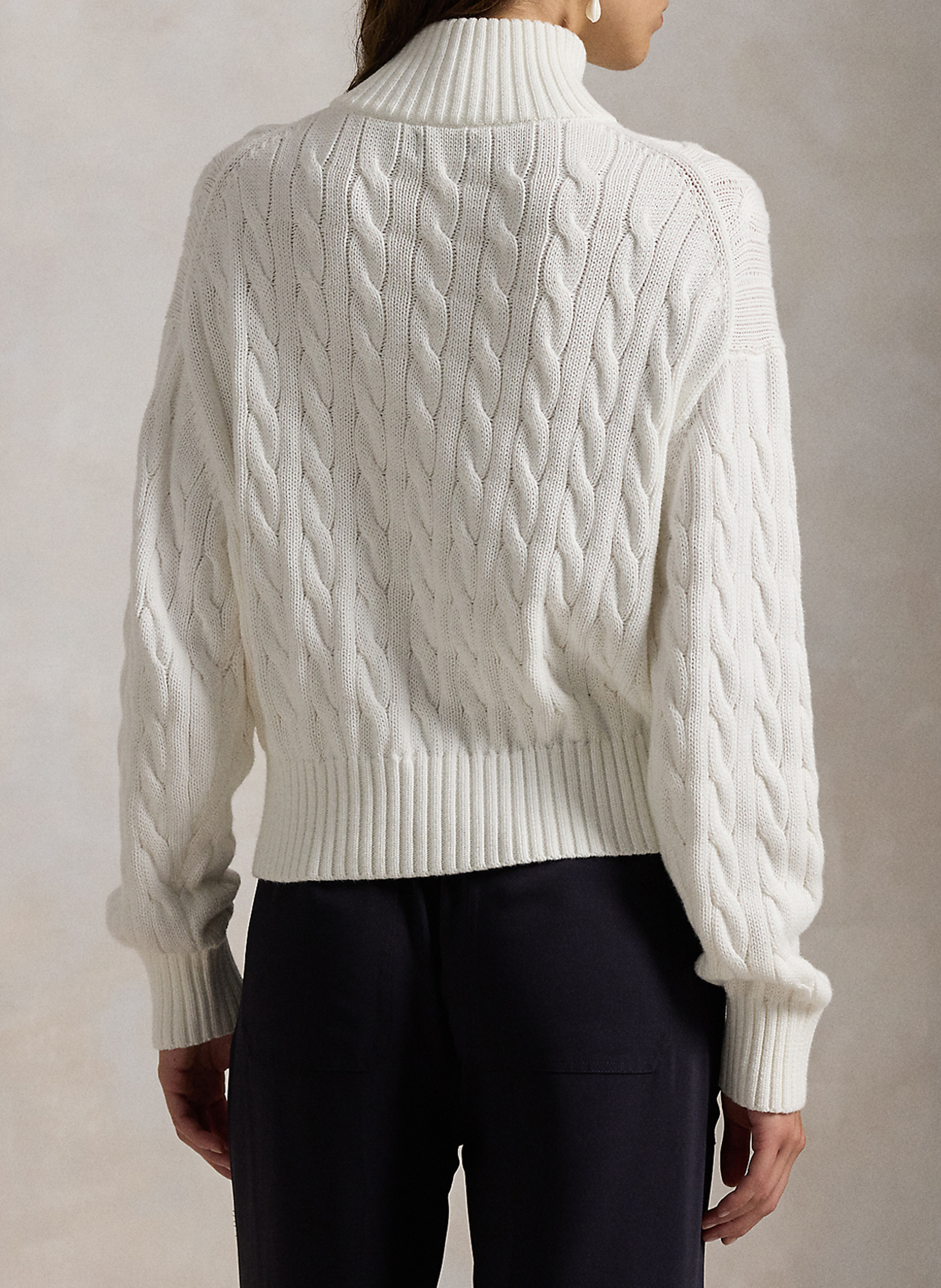 Baumwoll-Pullover mit Reißverschluss am Kragen POLO RALPH LAUREN Weiss
