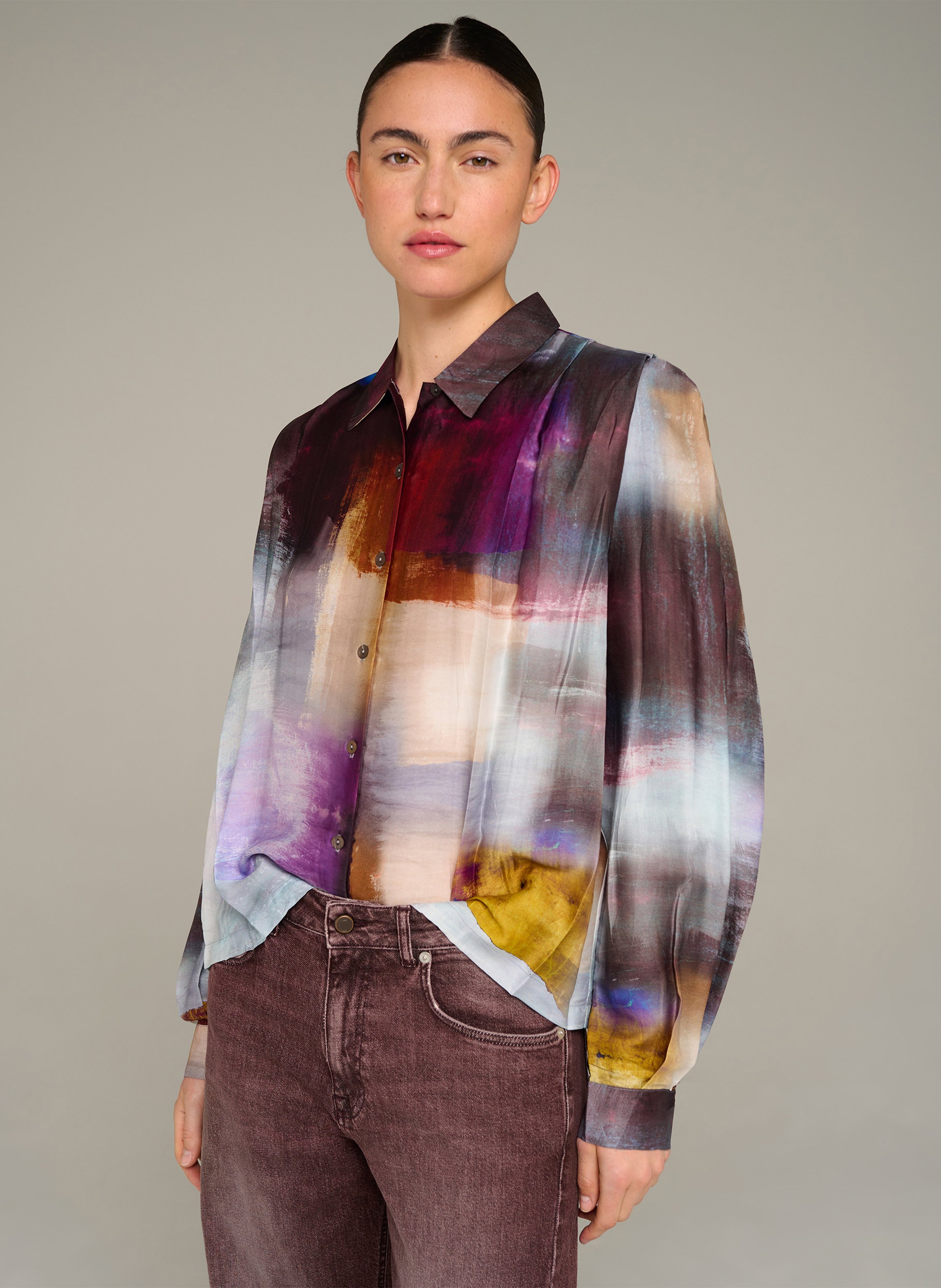 Oversized printed shirt with classic collar COTELAC Blue