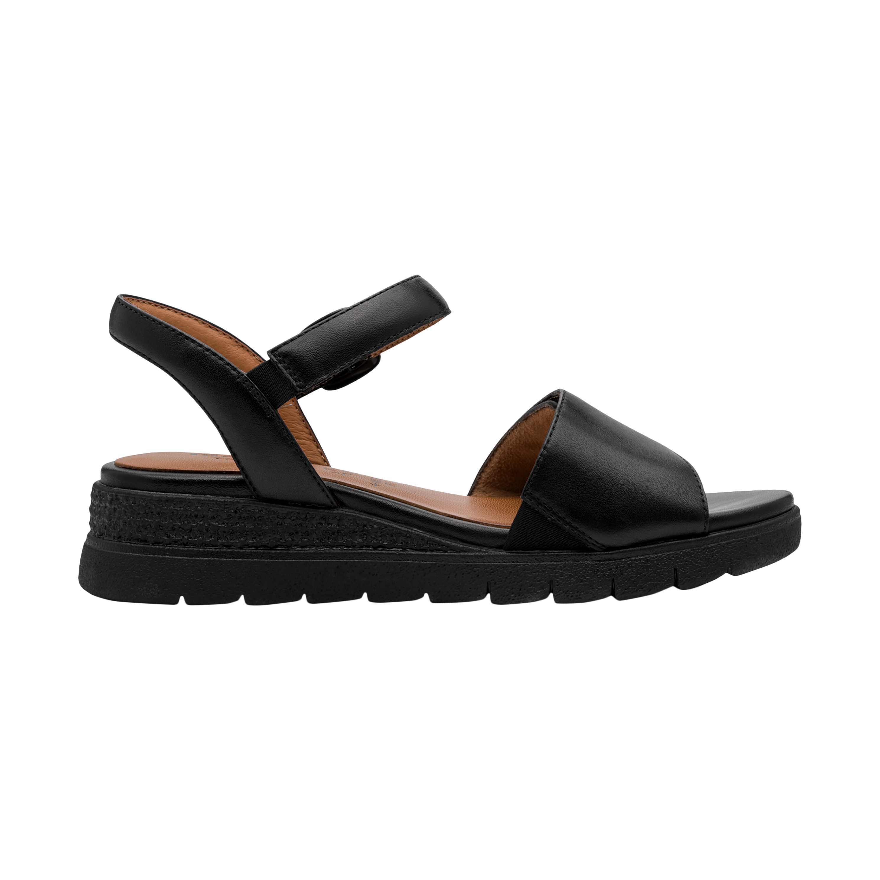 Comfort leather wedge sandals TAMARIS Black
