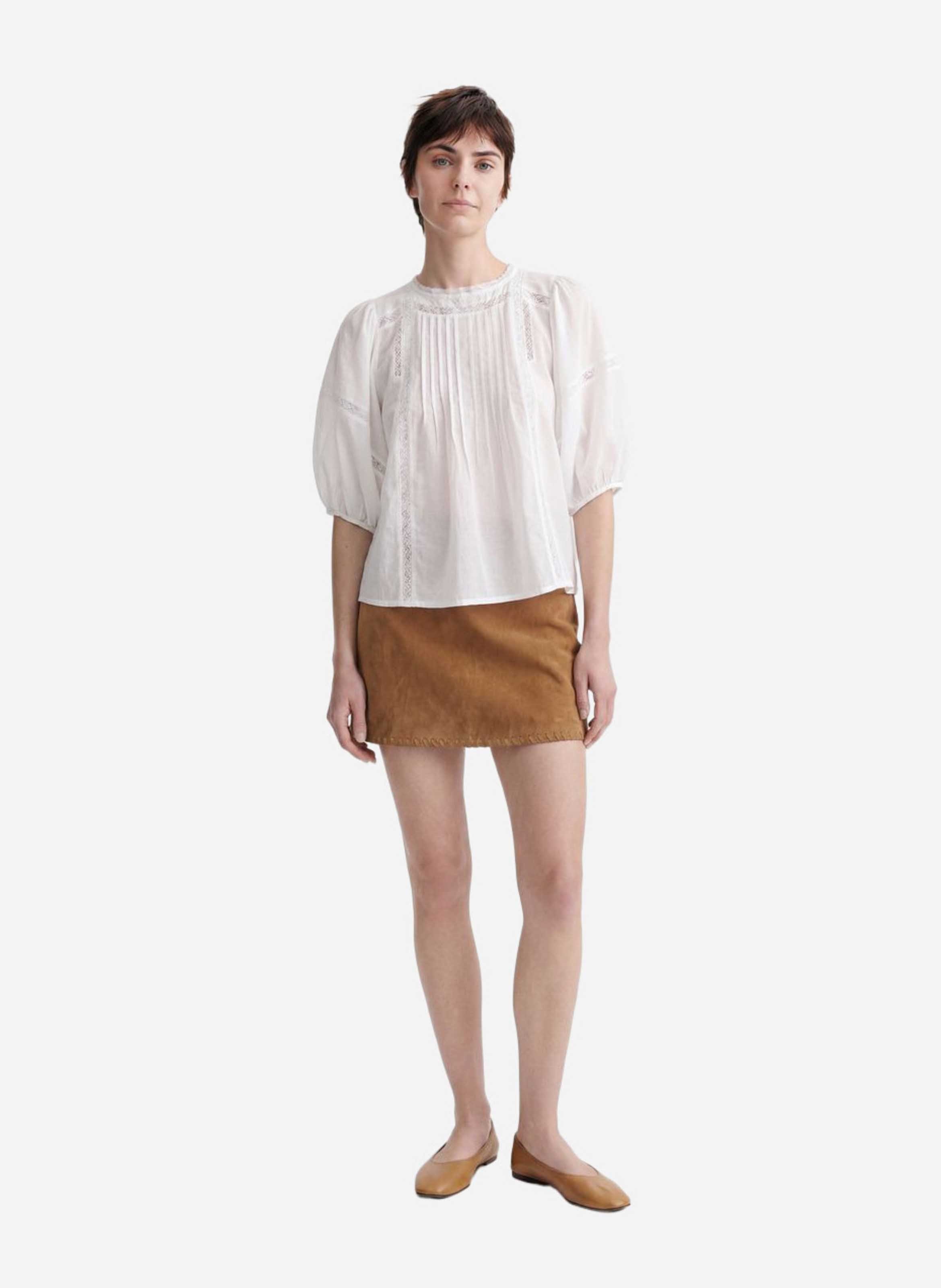 Round-neck cotton-blend blouse VANESSA BRUNO White
