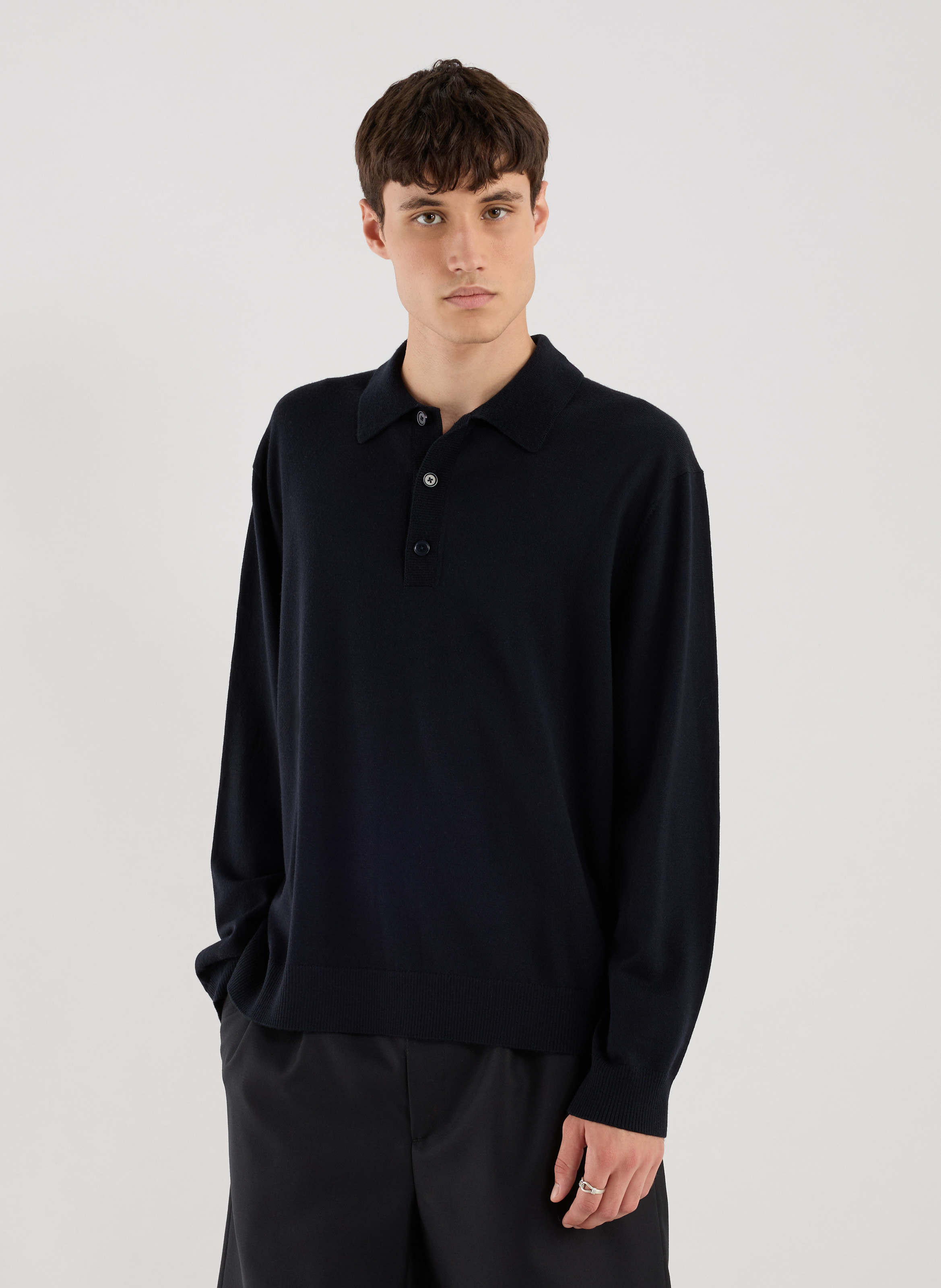 Merino wool polo collar sweater arnau-p SAISON 1865 Blue
