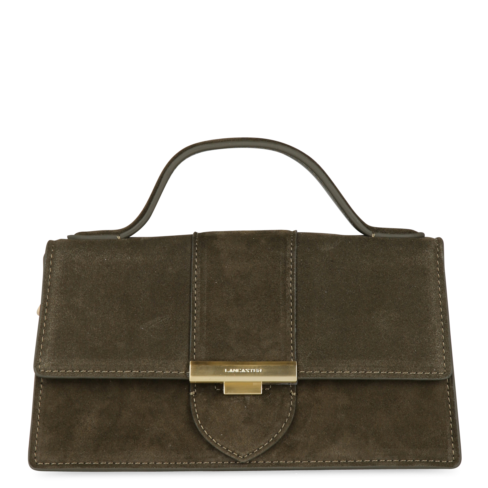 Suede leather handbag LANCASTER PARIS Khaki