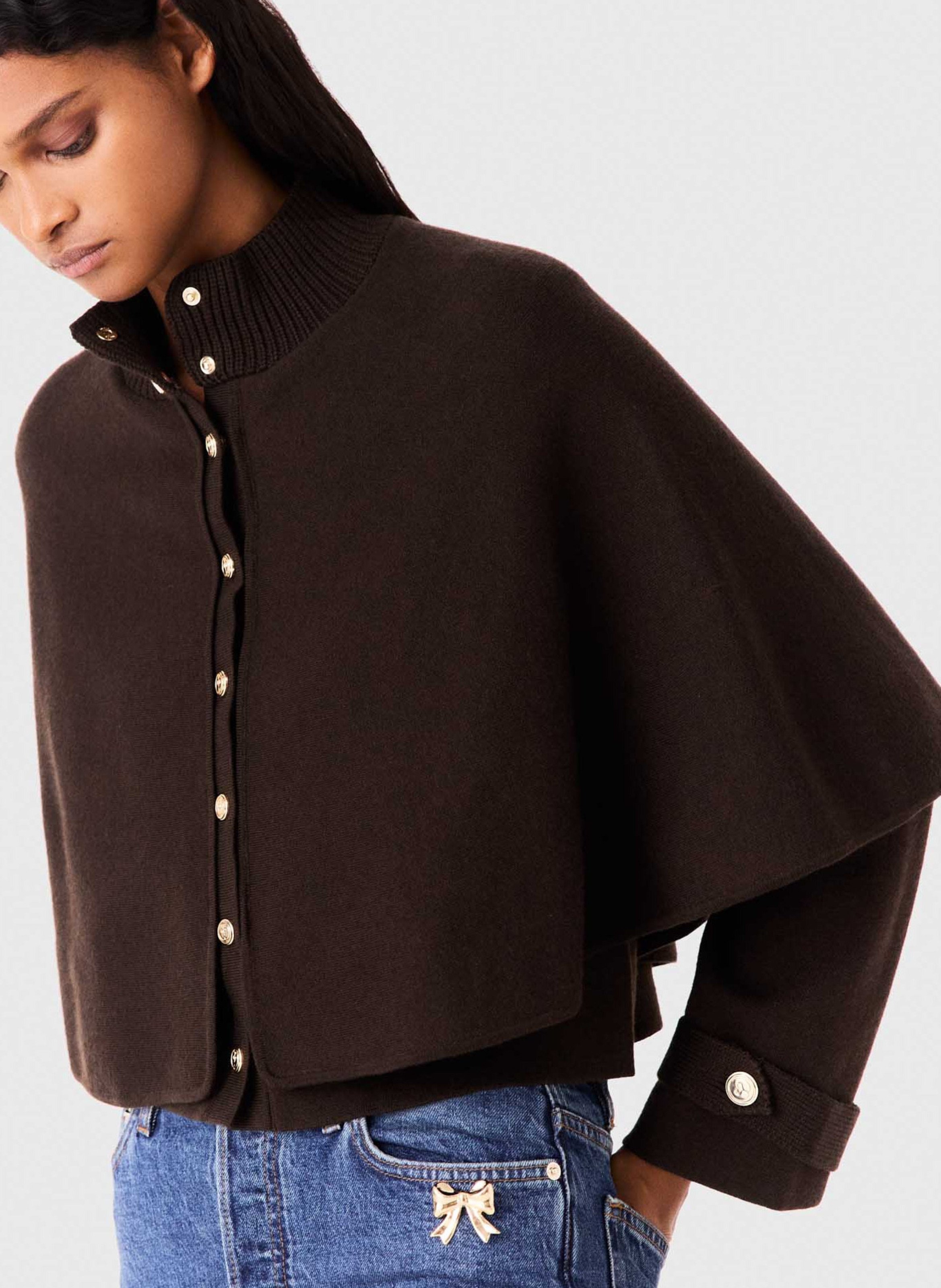 Oversized vest met opstaande kraag MAJE Bruin