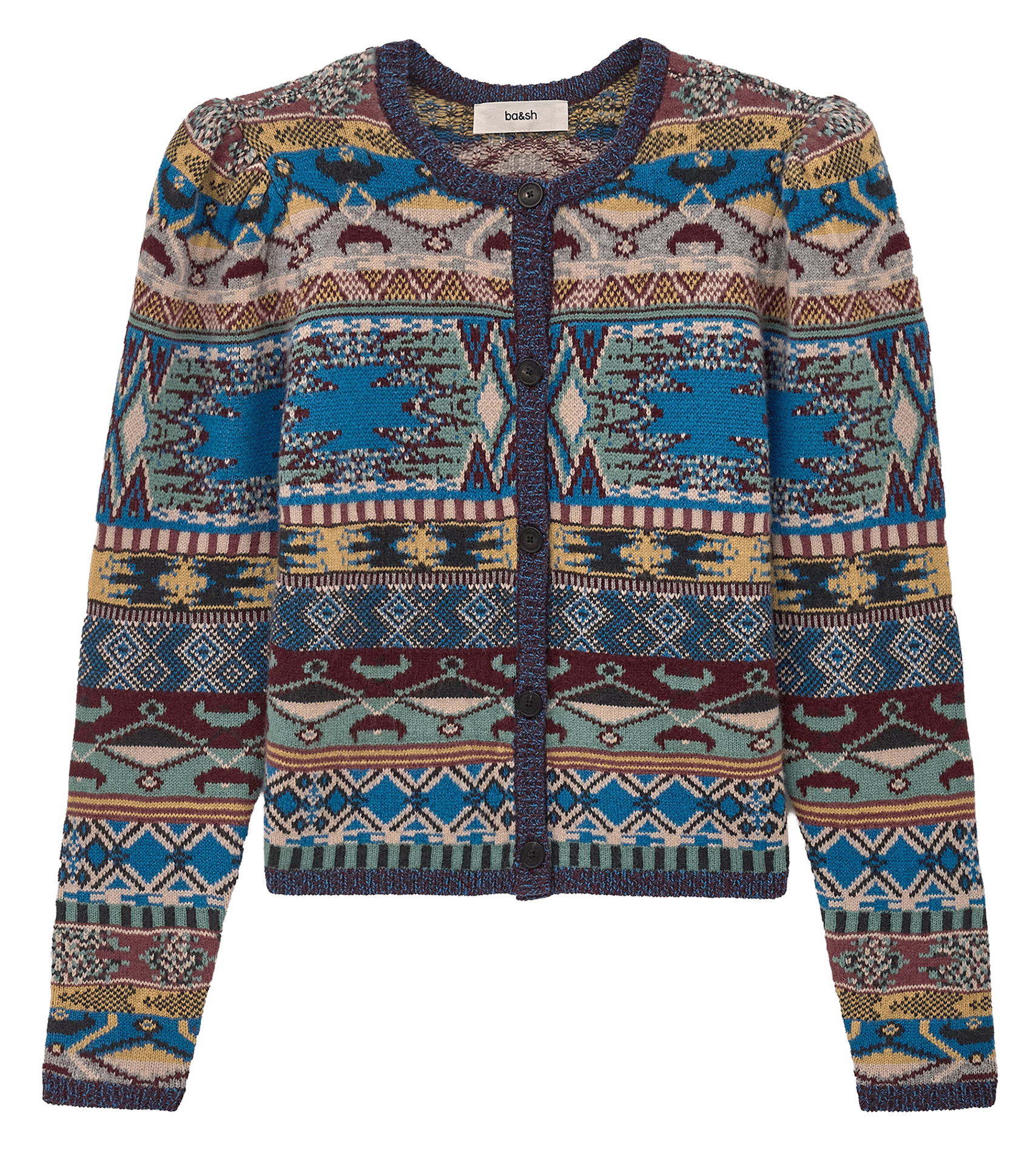 Gerader Rundhalsausschnitt-Cardigan mit Druck BA&SH Mehrfarbig